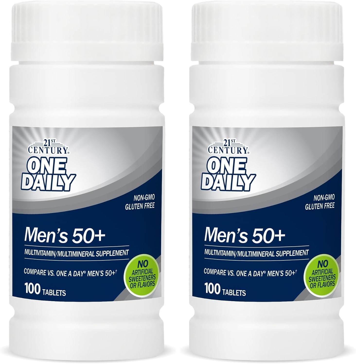 21st Century One Daily Men's 50+ Tablets, 100 Count | Complete Daily Multivitamin, Compare VS. One A Day® Men's 50+, Men Over 50 with Memory, Complete Nutrition for Men 50 Plus