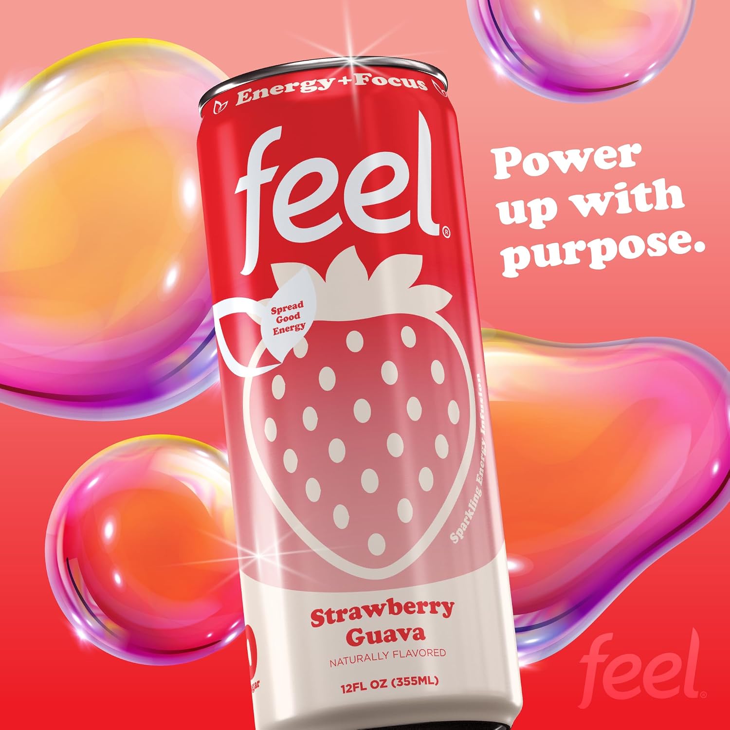 FEEL Variety Pack – Zero Sugar Sparkling Energy Drink – 3 Flavor Assortment, 140mg Plant-Based Caffeine from Green Coffee Beans + L-Theanine – Vitamin C, Vegan, Non-GMO – 12 Pack (12 Fl Oz Cans)