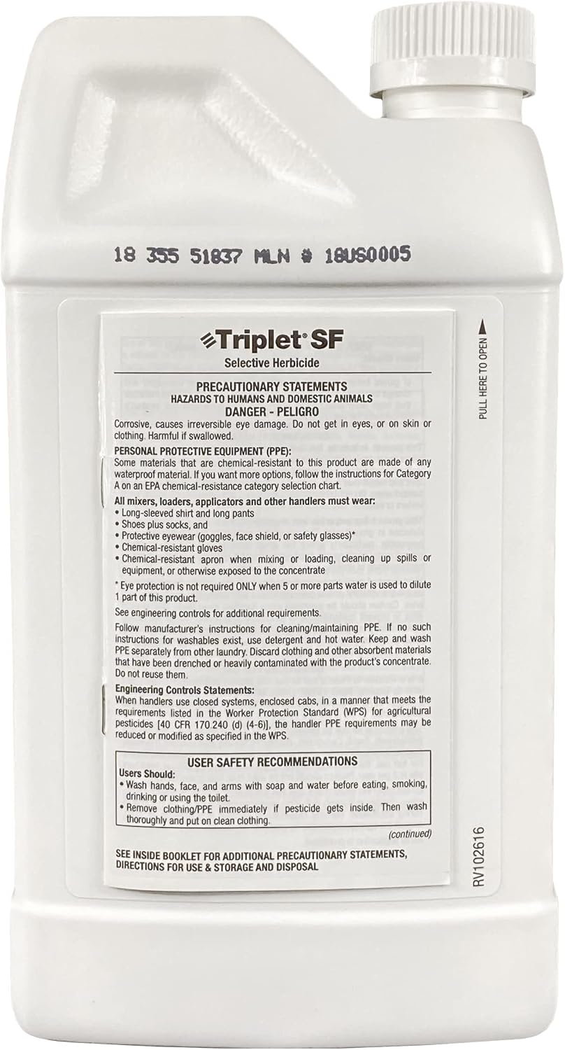 Nufarm Triplet SF Selective Herbicide, Post-Emergent Broadleaf Herbicide, 32 oz