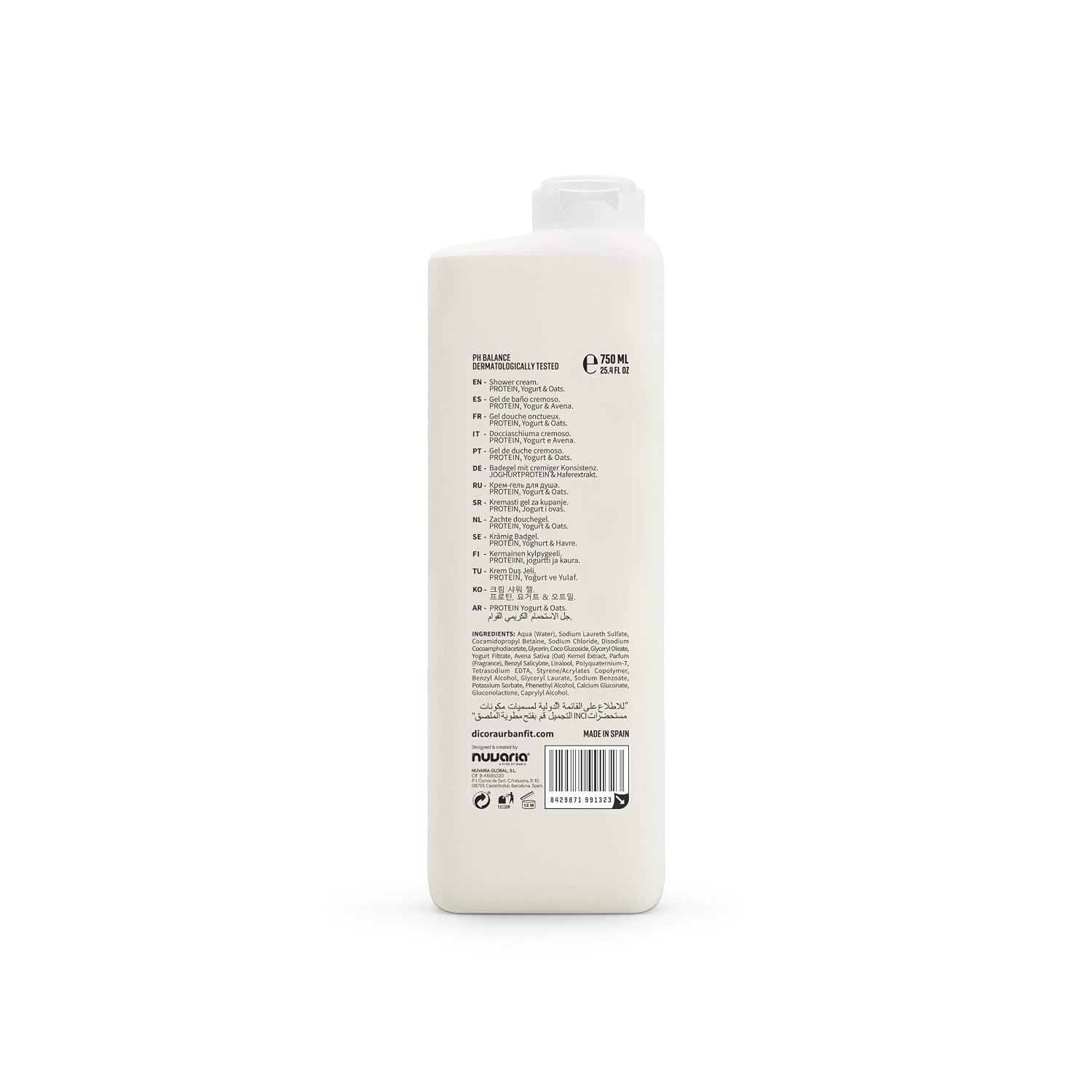 Dicora Urban Fit Shower Gel - Women and Mens Body Wash for All-Day Hydration - Prevents Premature Aging with Vitamin C - Citrus and Peach - 25.4 oz