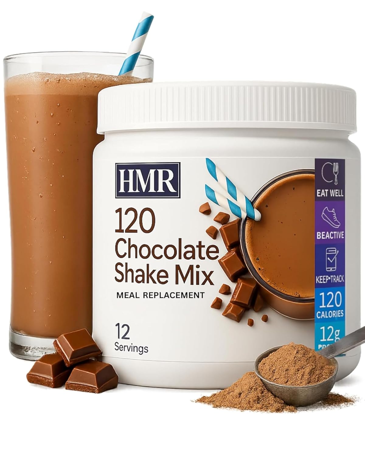 HMR 120 Vanilla Meal Replacement Shake Powder, 12 Servings | Meal Replacement Shake – Smooth Vanilla Flavor – 120 Shake Powder – 12g Protein – 12 Servings