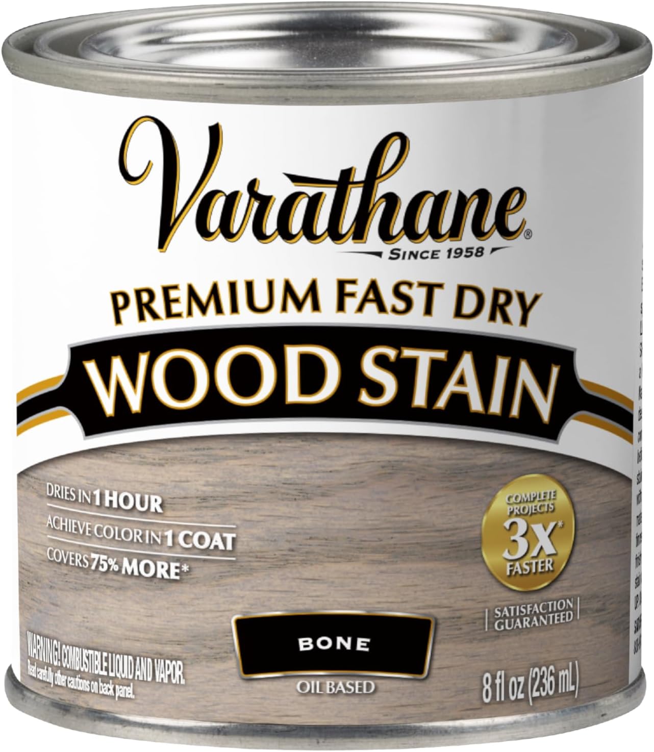 Varathane Premium Fast Dry Weathered Gray Wood Stain | Oil-Based, 1 Coat Color, 1 Hour Dry Time, Interior Wood Stain, Furniture, Cabinets, Doors, Covers Up to 275 Sq Ft, Quart