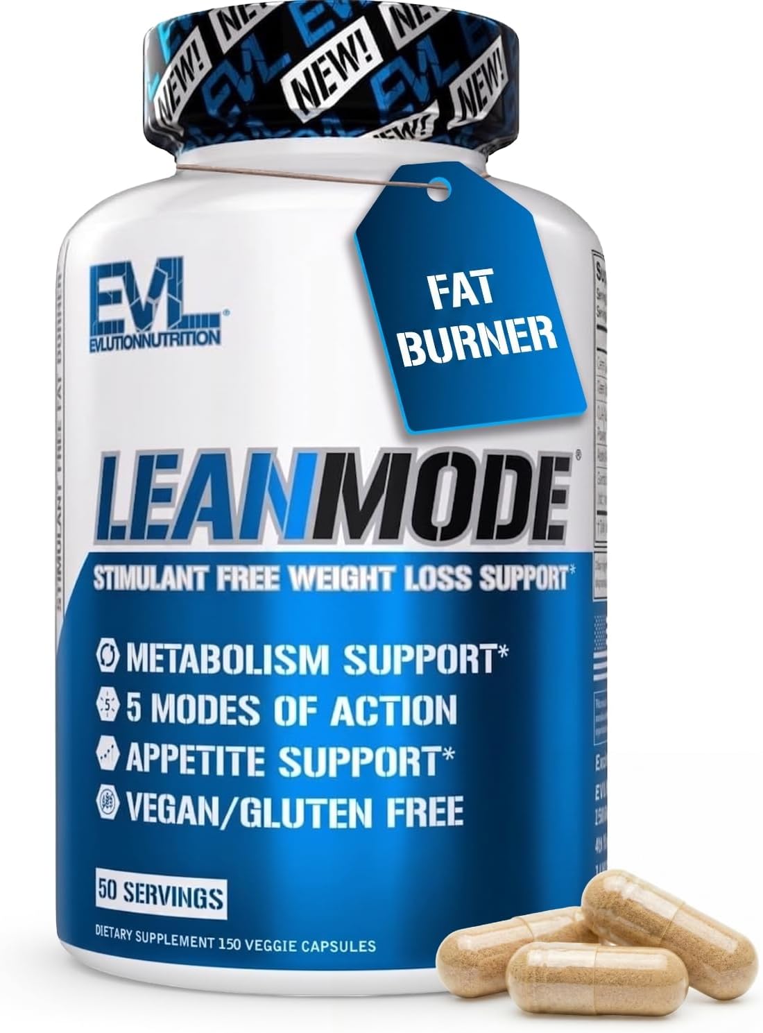 EVL LeanMode Weight Loss Support Capsules - For Men & Women - 50 Servings | Features Green Coffee Bean Extract, CLA and Garcinia Cambogia to support metabolism and appetite control