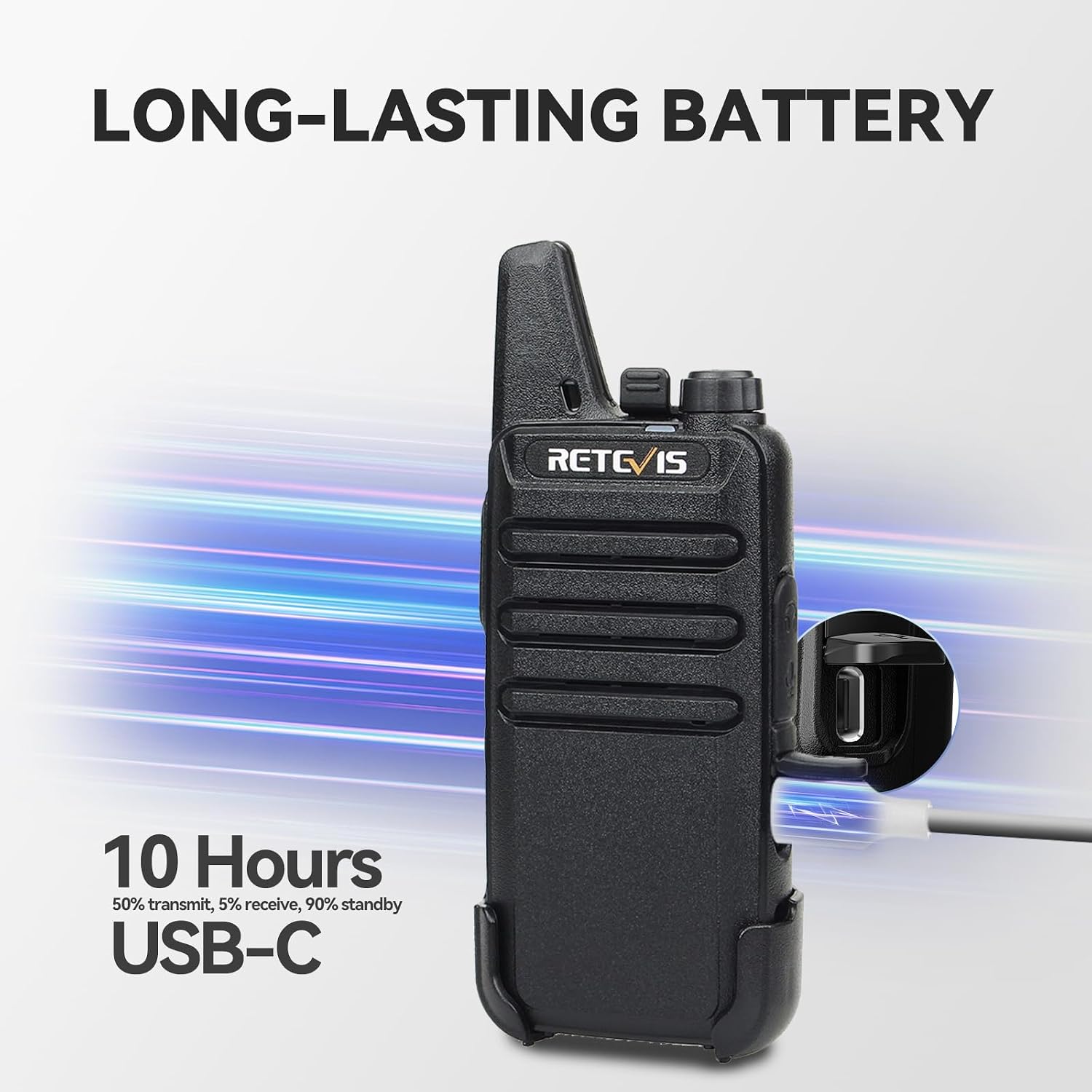 Retevis RT22 Commercial FRS Walkie Talkies Rechargeable Long Range (6 Pack) | Slim & Lightweight 2 Way Radio, For K-12 & Retail, Comfortable for All-Day Wear, Loud & Clear Audio, Charge 6 Radios At Once
