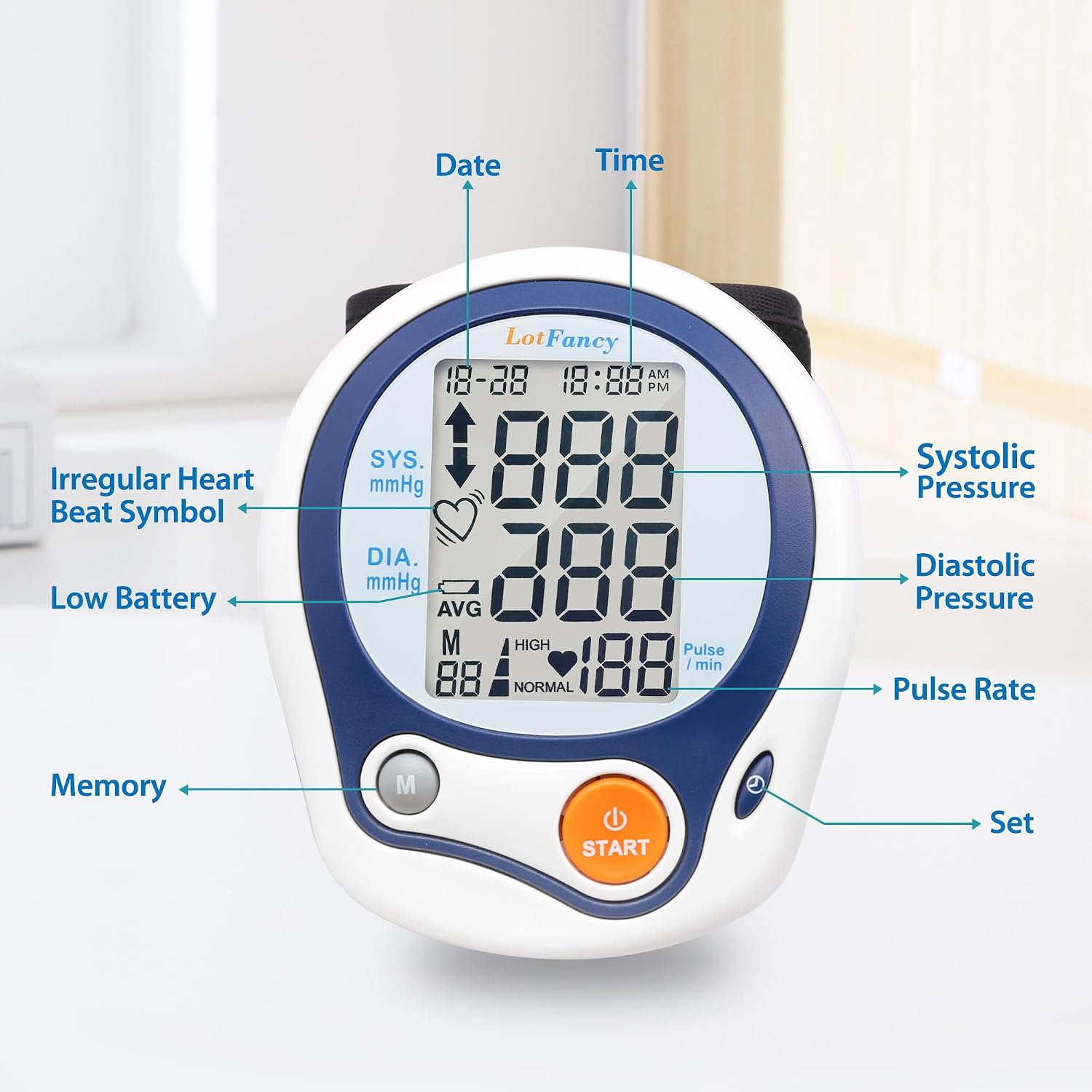 LotFancy Kids Wrist Blood Pressure Monitor for Home Use, BP Cuff 5”-8” for Small Adult, Digital Automatic Blood Pressure Cuff 60 Readings, 1 User