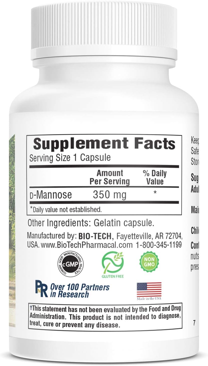 Bio-Tech Pharmacal D-Mannose, Supports Bladder and Urinary Tract Health (100 Count)