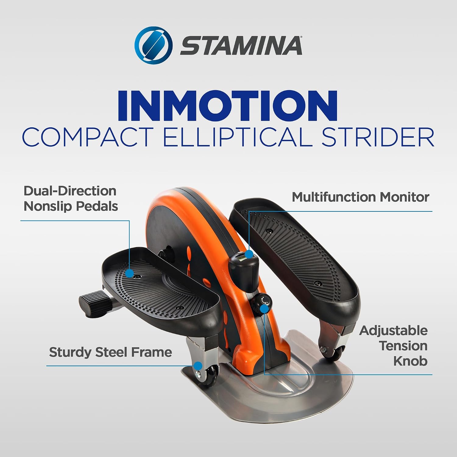 Stamina Inmotion Compact Strider Foot Exercise Machine - Under Desk Elliptical - Standing or Seated Elliptical Fitness Equipment
