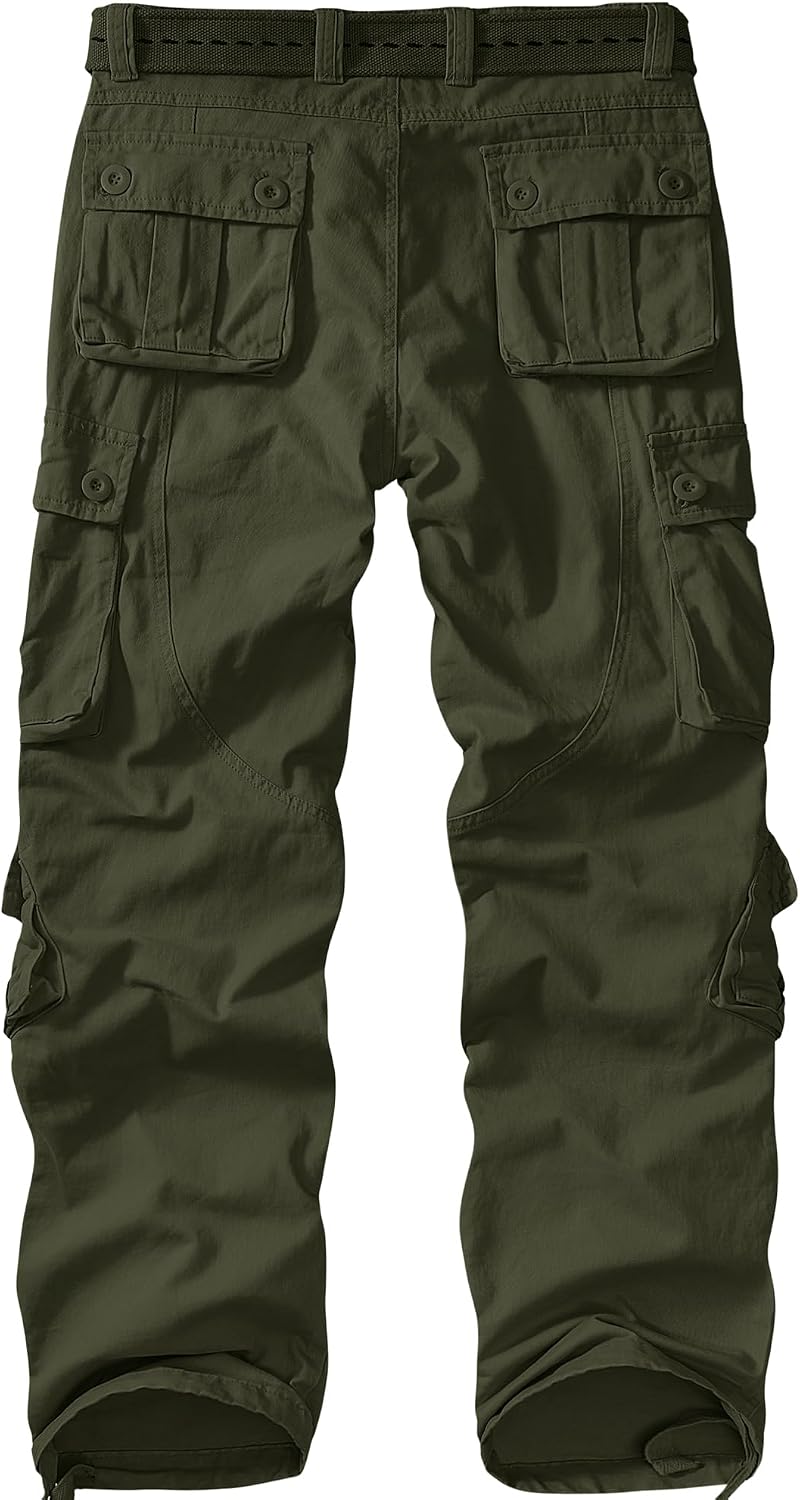 Mens Cargo Pants Camo Work Tactical Rip Stop BDU Casual Army Military Pants | 100% Cotton,Wear Resistant,Breathable,Sweat-absorbent,Men's Wild Cargo Pants with 8 Pockets,Relaxed Loose Fit Hiking Pants