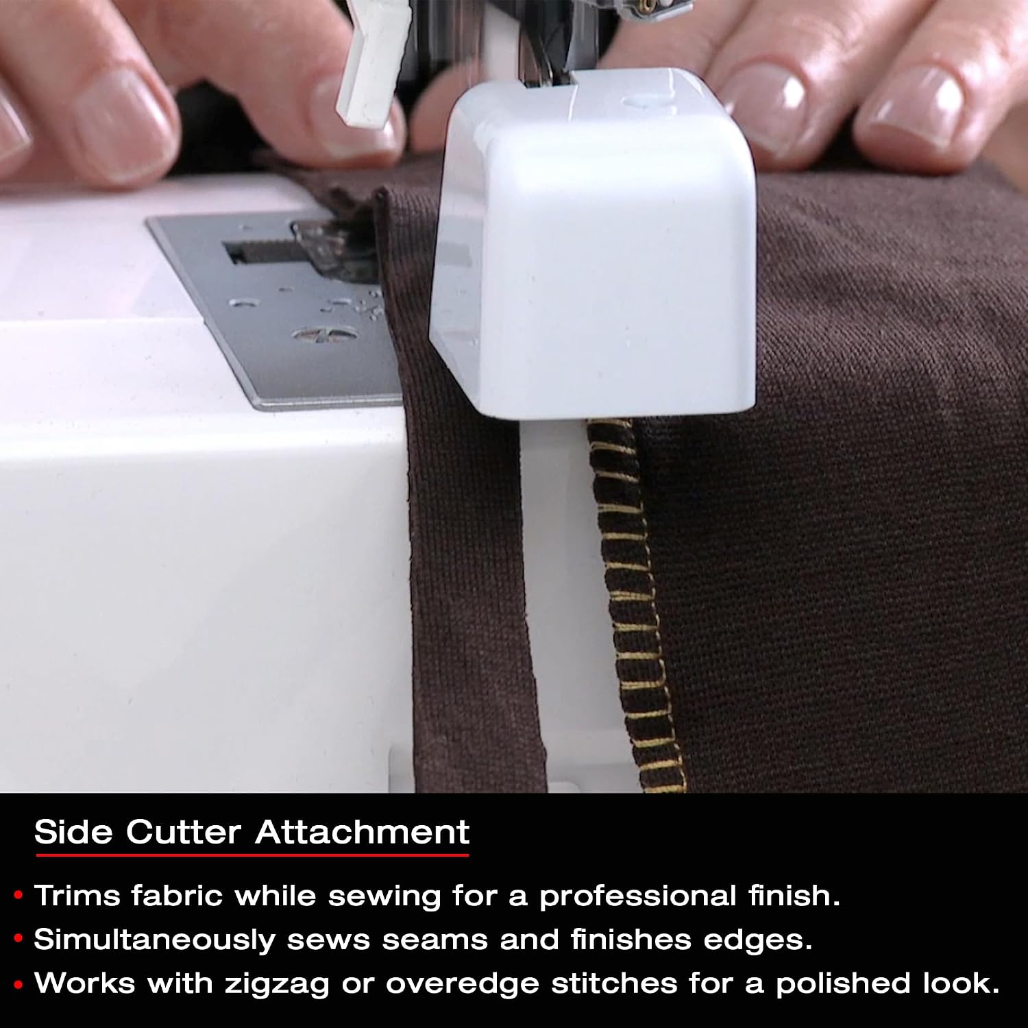 SINGER® Side Cutter Attachment, Compatible with Low-Shank Sewing Machines | Trims and finishes fabric edges, ideal zigzag stitching