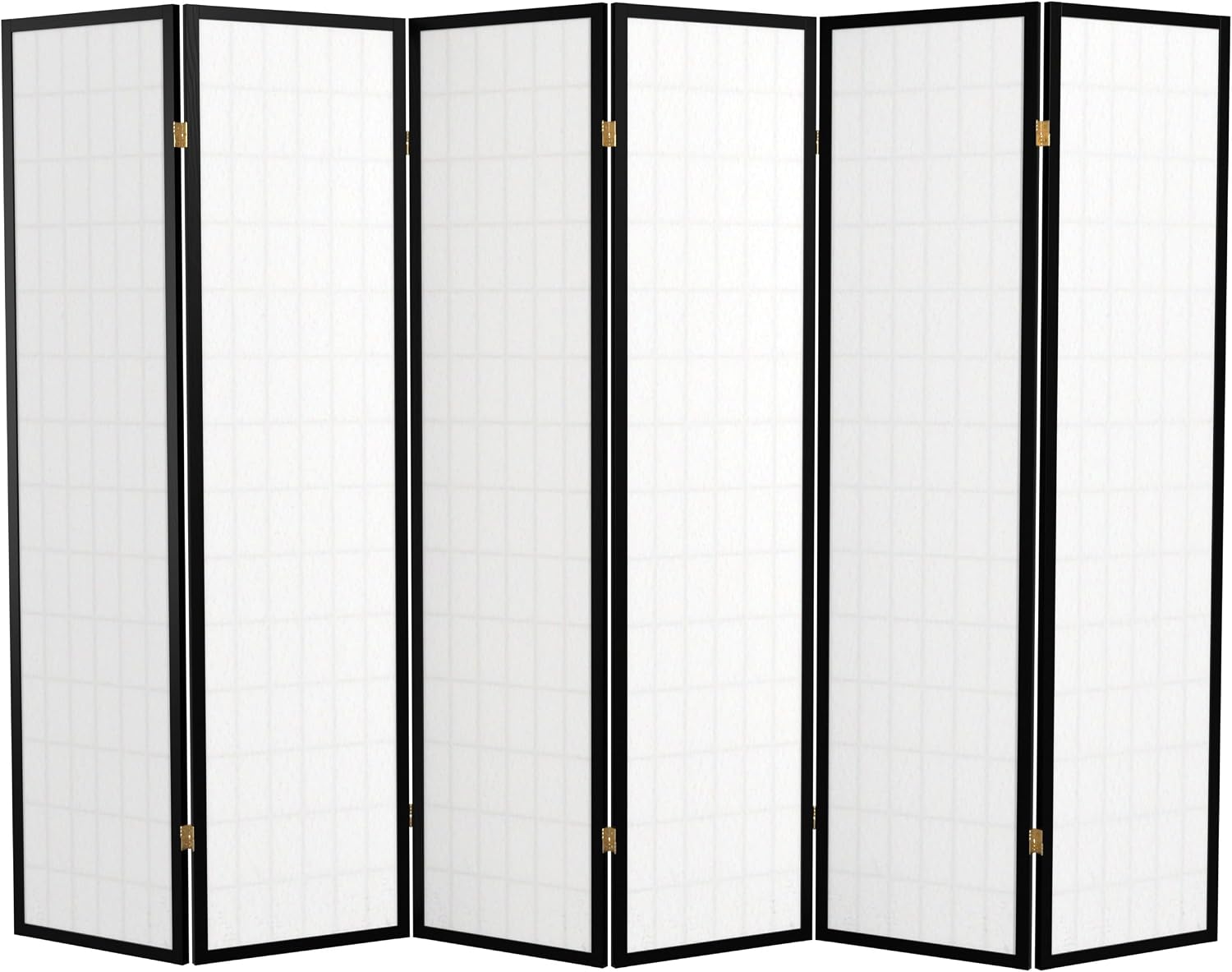 Red Lantern 6 ft. Tall Window Pane Shoji Screen - Walnut - 5 Panels