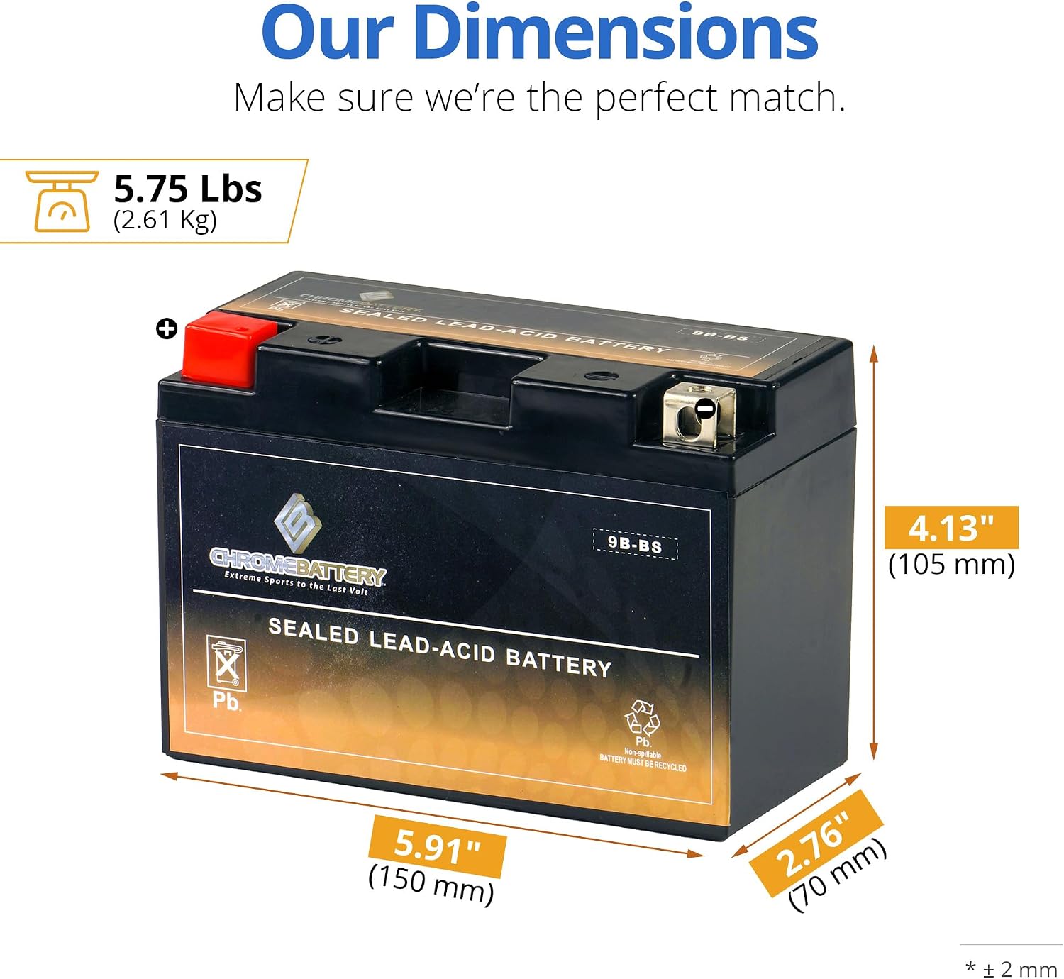 CB CHROMEBATTERY YTX30L-BS 12V 385 CCA AGM – Maintenance-Free 30Ah Battery for Harley, ATV, UTV, Snowmobile, Jet Ski – T3 Nut & Bolt Terminal – Fits Harley Touring, Polaris Sportsman 850