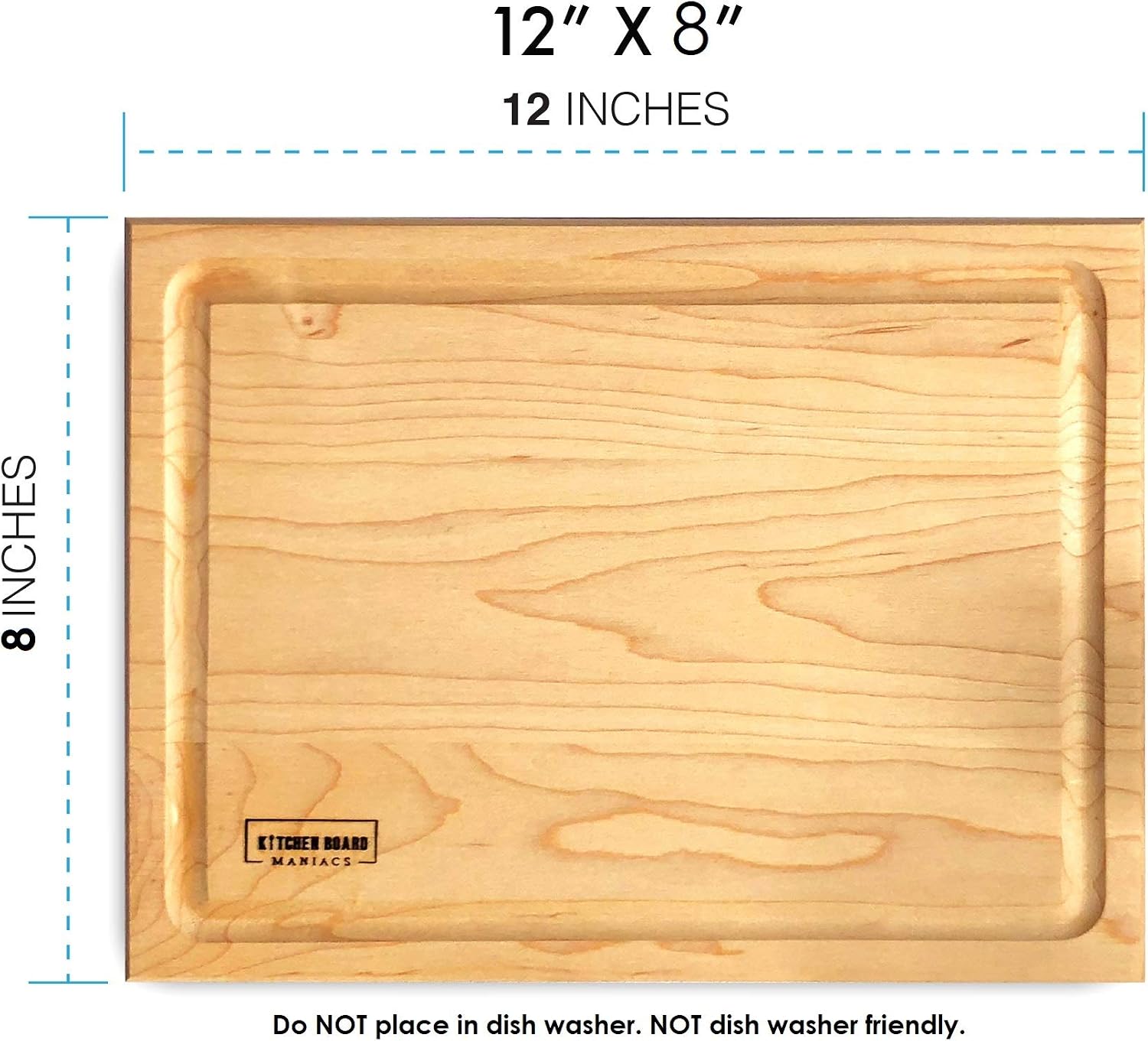 Premium Maple Wood Cutting Board - 12x8 Inches, Reversible Chopping Board for Kitchen, Cheese, and Charcuterie, Durable and Knife-Friendly