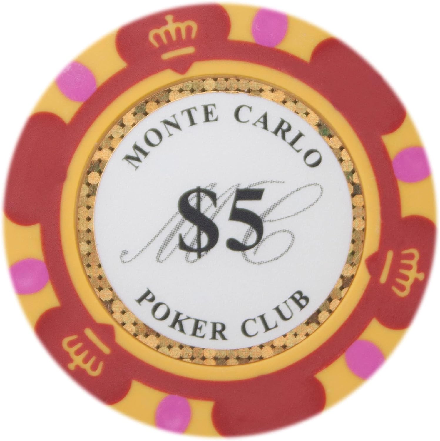 Brybelly Monte Carlo Premium Poker Chips (50-Pack) Heavyweight 14-Gram Clay Composite