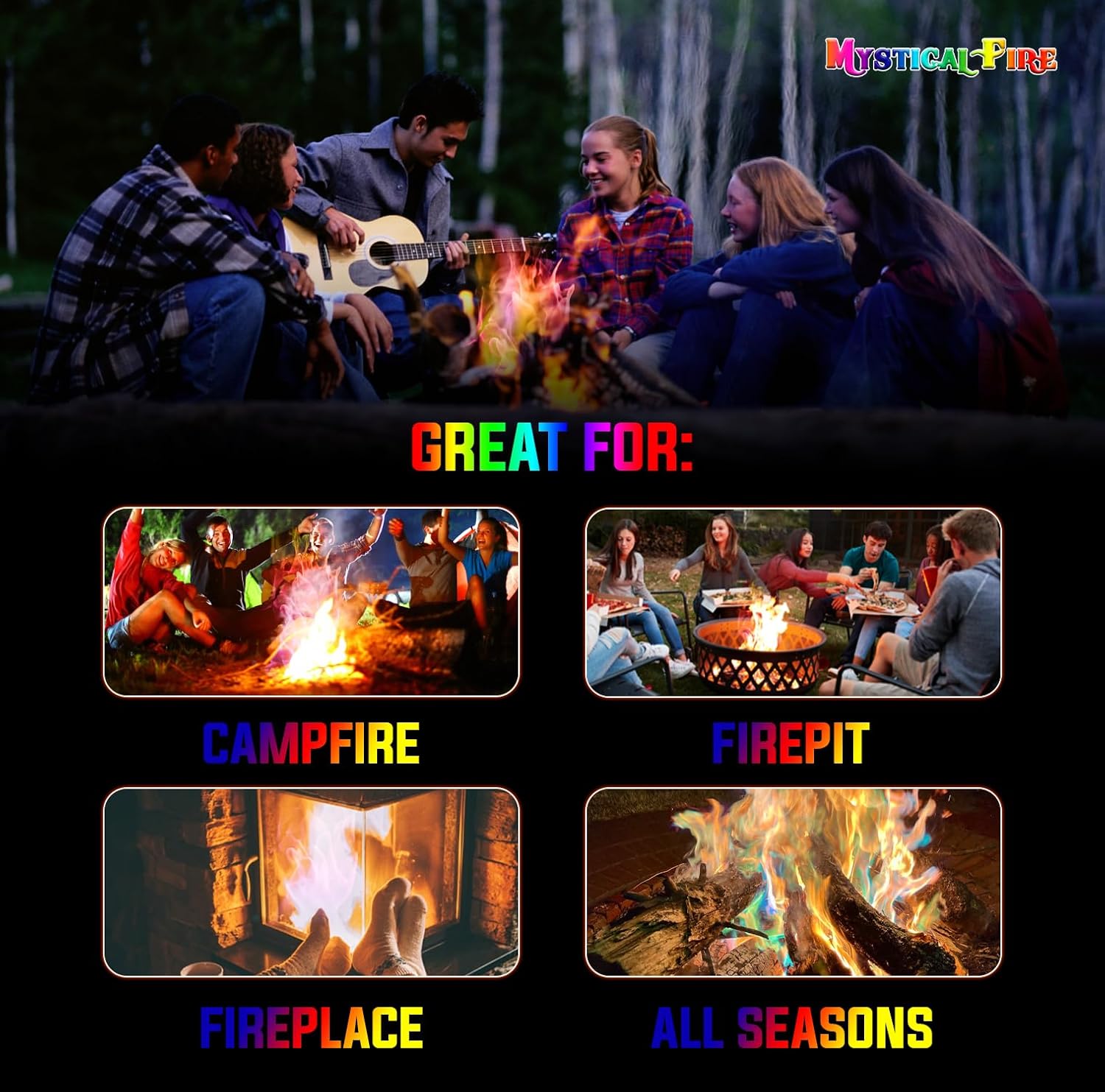 Mystical Fire Color Changing Packets – Colorful Fire Changer Packets 12pk | 12-pack color changing fire packets creates colorful flames in fire