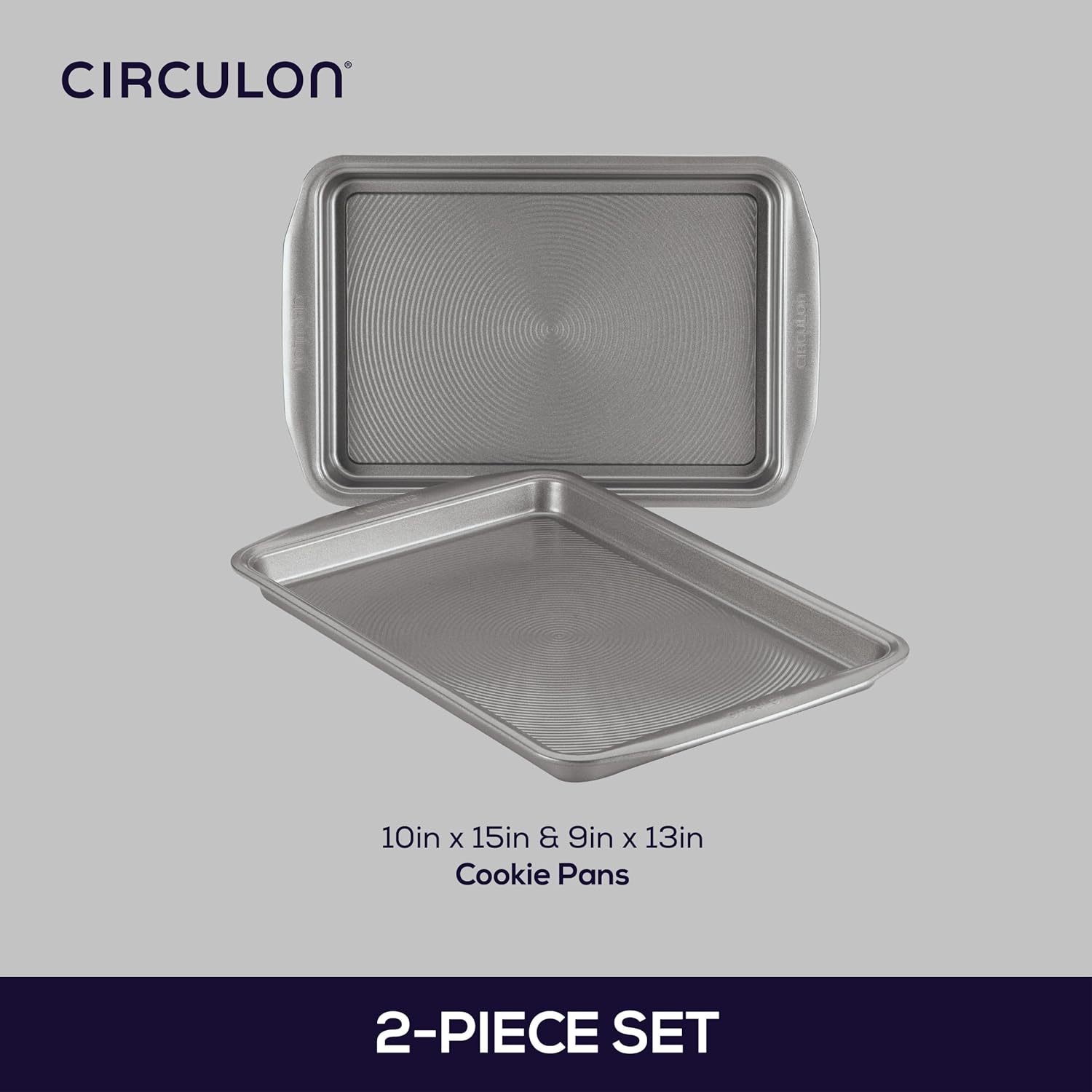 Circulon Bakeware Nonstick Cookie Pan Set, Cookie Sheets for Baking, 2-Piece, Gray