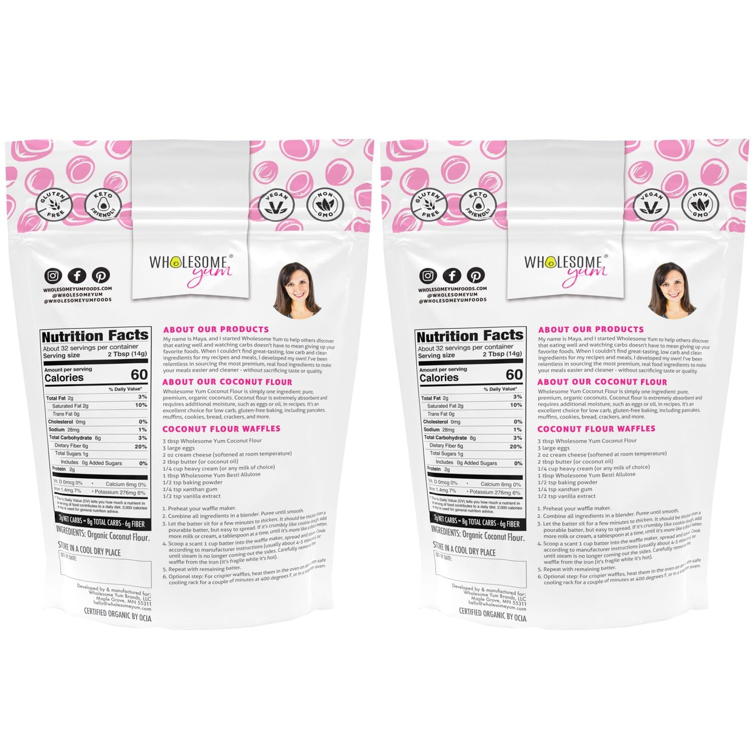 Wholesome Yum Premium Organic Coconut Flour For Baking, Keto, Gluten Free