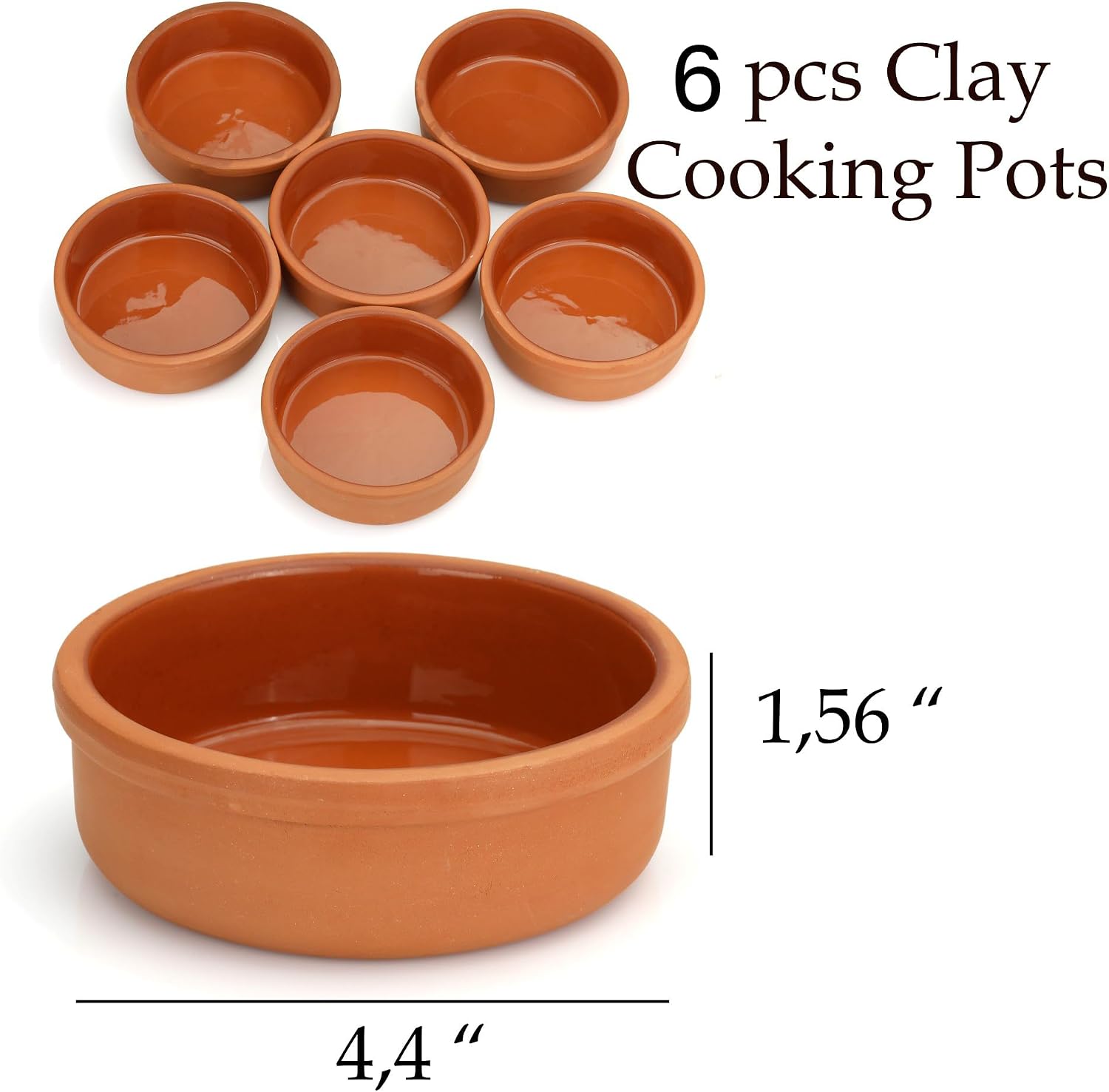 Areste Mexican Clay Cookware Set (Set of 6)- Terracotta Cooking Pots, Bowls, Plates, and Serving Dishes - Premium Spanish Earthenware for Baking