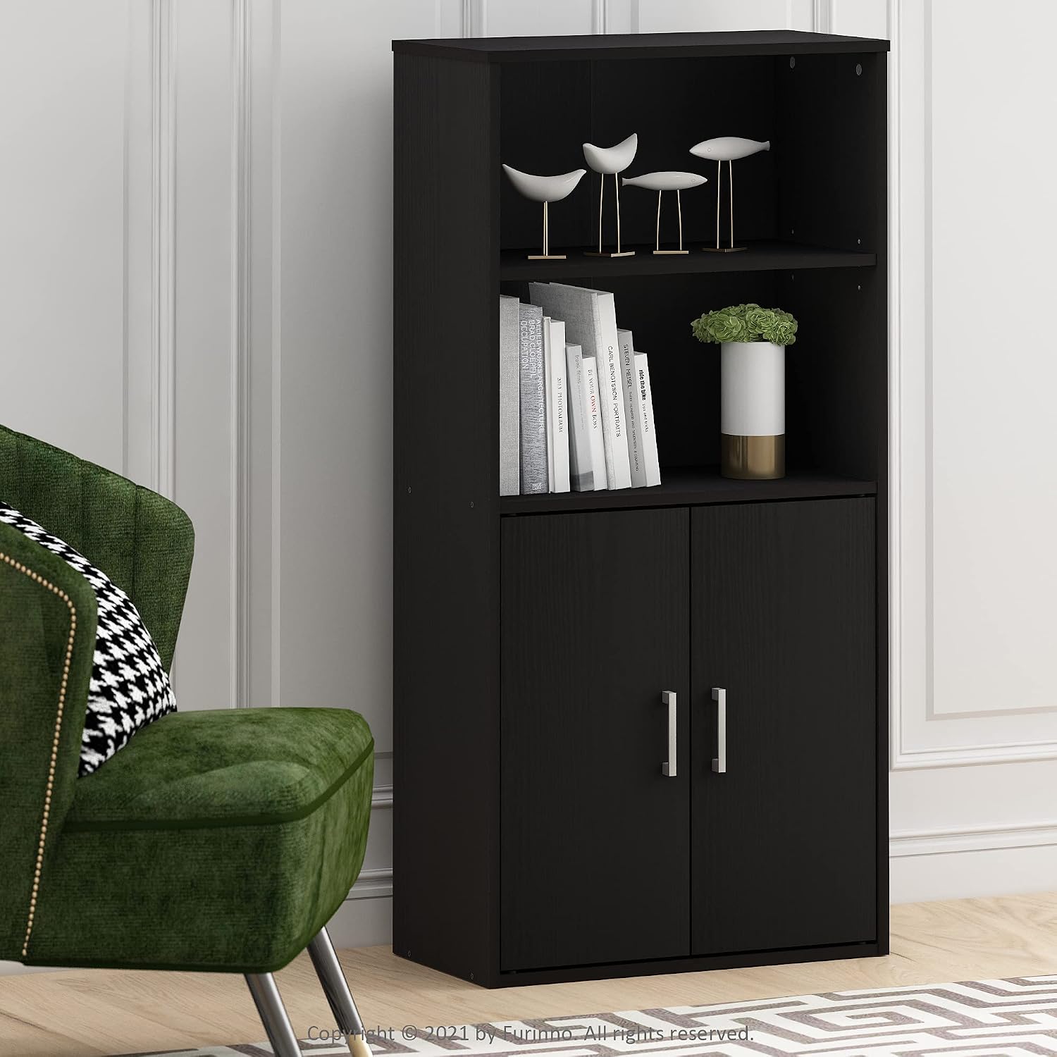 Furinno Jaya Book Shelf, 3-Tier Bookshelf, Bookcase with Adjustable Shelves, 9.5 x 24.5 x 40.3, for Organization and Storage, for Living Room, Bedroom, Home Office, White