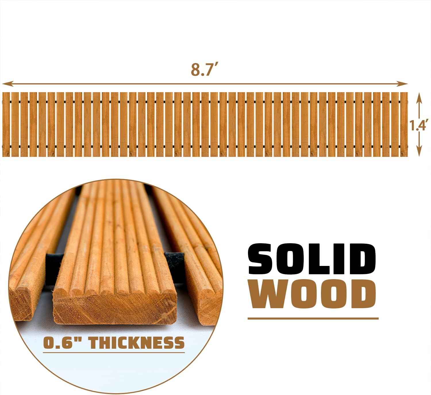 Worth Garden 9 ft. Wooden Garden Pathway - 17 in. W Roll Out Straight Walkway for Outdoor Patios, Gardens, Yard, Beach Boardwalks