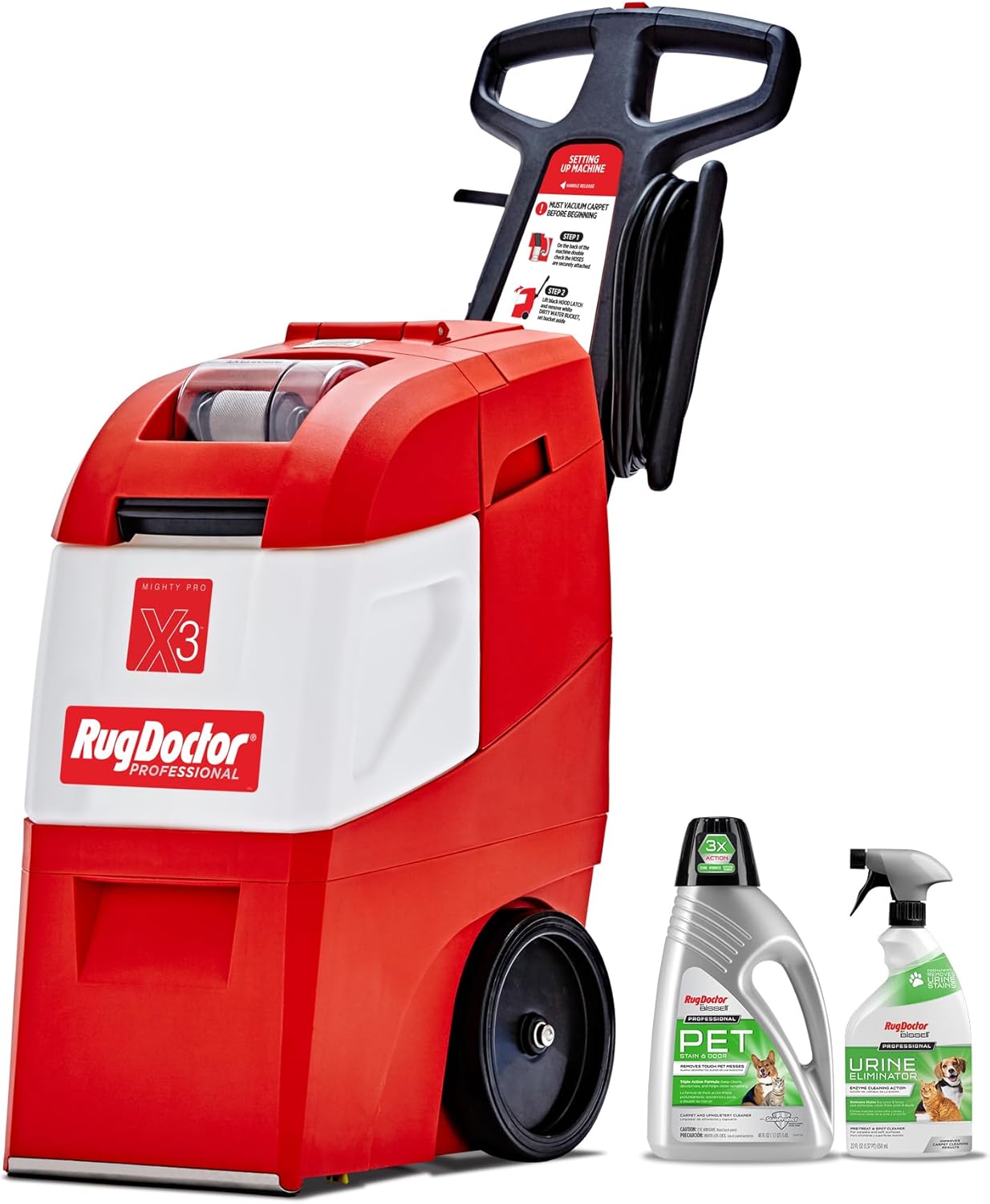 Rug Doctor Mighty Pro X3 Commercial Carpet Cleaner with Pet Cleaner Pack