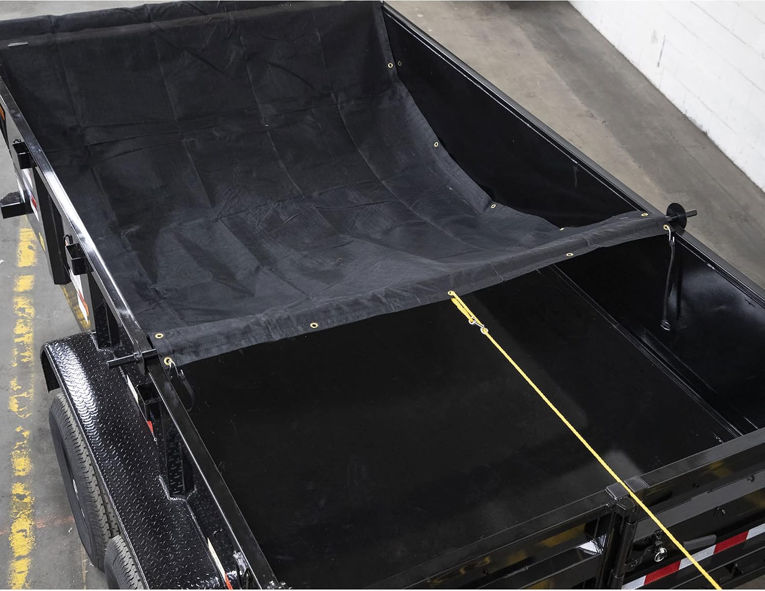 Buyers Products DTR7018 Aluminum Tarp System with Mesh Tarp, 7 x 18 Feet – Dump Body Tarp Kit, Dump Trailer Accessories, Heavy Duty Double-Stitched Hems, Brass Grommets, Telescoping Roller