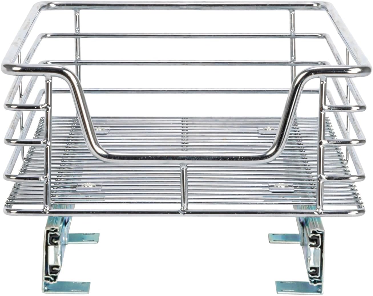 Household Essentials Glidez 2‑Tier Multipurpose Chrome‑Plated Steel Pull‑Out/Slide‑Out Under Cabinet Organizer, Chrome Finish