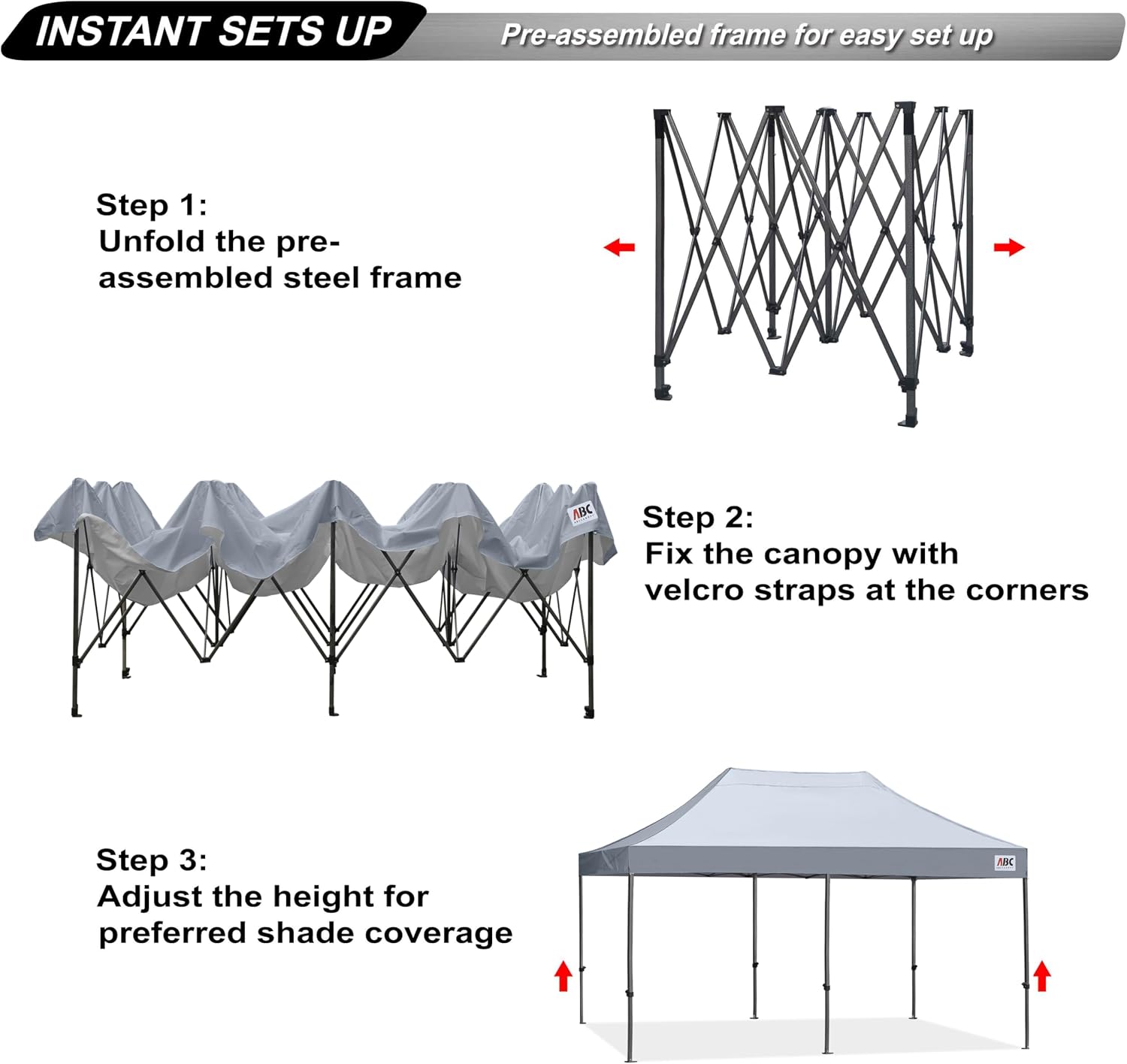 ABCCANOPY Patio Pop Up Canopy Tent 10x10 Commercial-Series (Black)