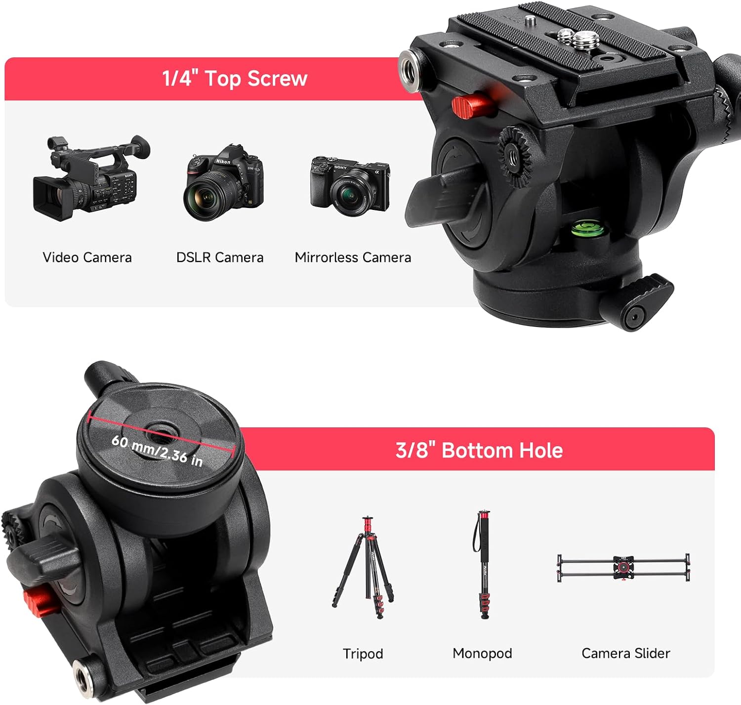 Avella V501 Video Tripod Fluid Head with Quick Release Plate