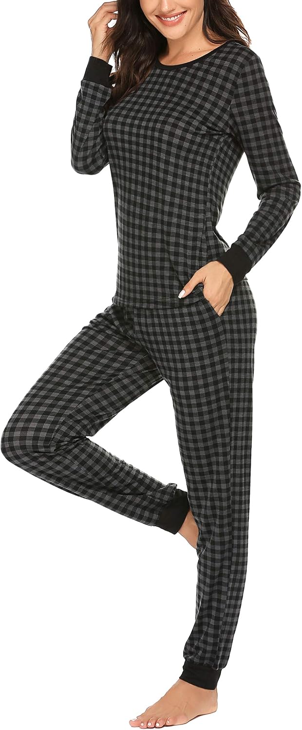 Ekouaer Womens Pajamas Sets Long Sleeve Tops with Jogger Pants