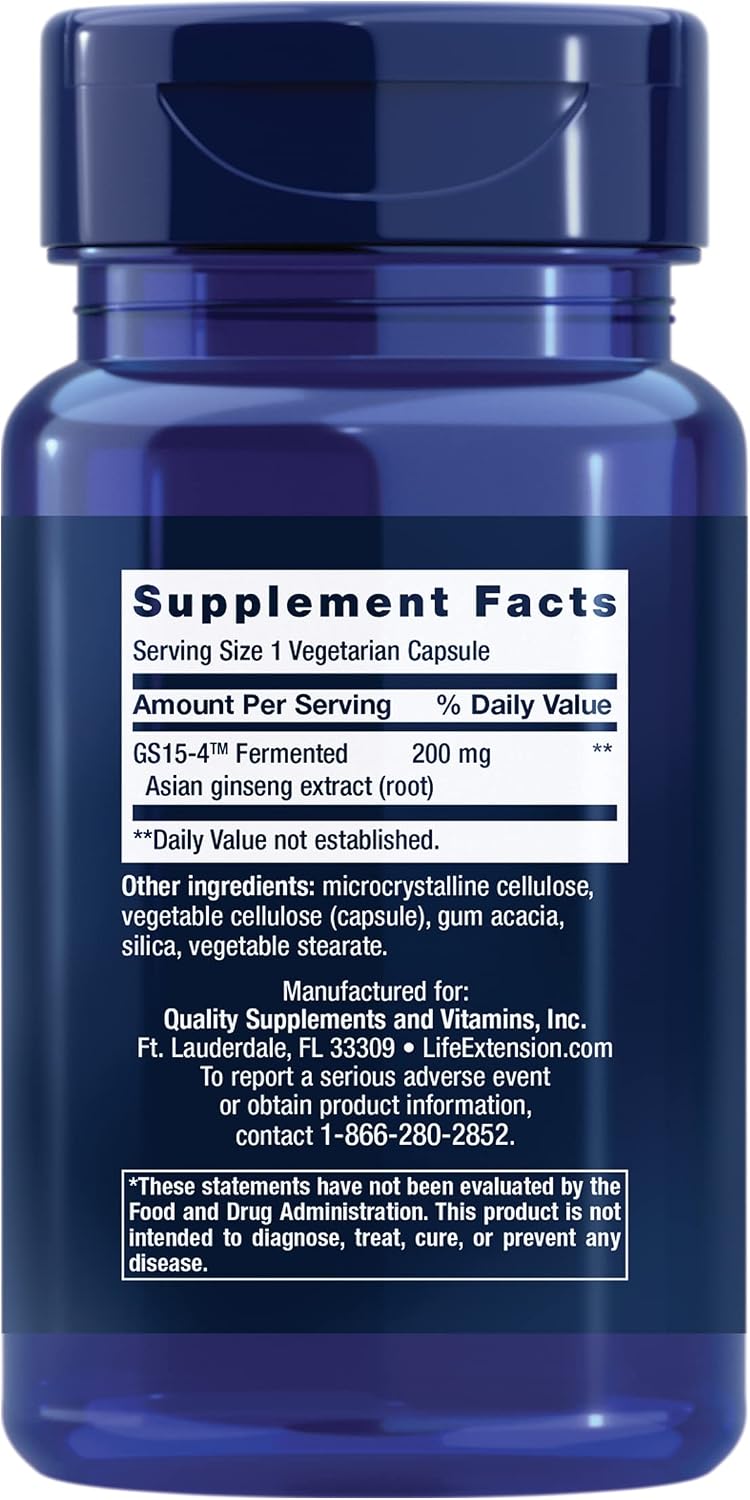 Life Extension Ginseng Energy Boost, Energy Support, Healthy Stress Management, Gluten-Free, Non-GMO, Vegetarian