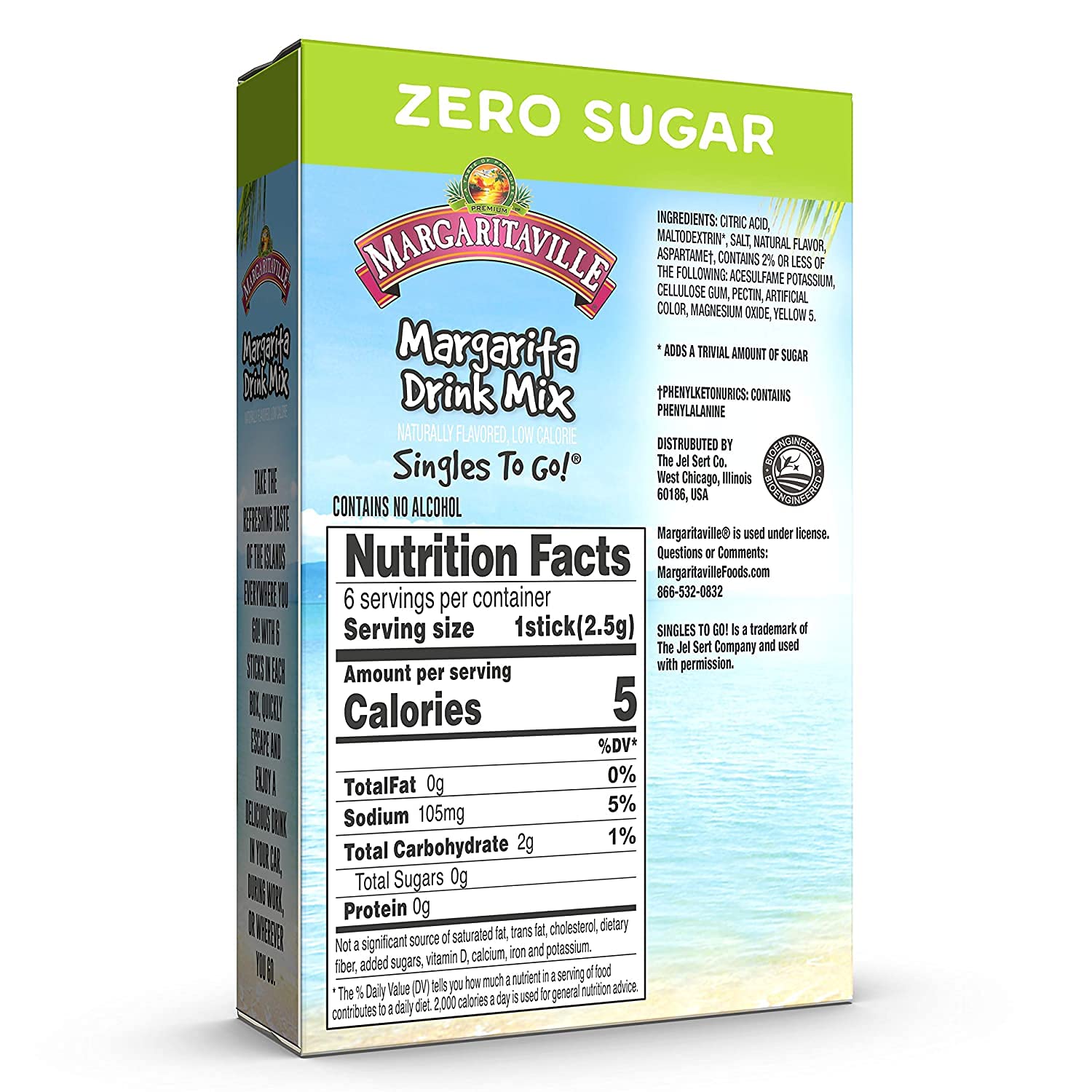 Margaritaville singles to go water drink mix - pina colada flavored, non-alcoholic powder sticks (6 boxes with 6 packets each - 36 total servings), 0.70 ounce (pack of 6)