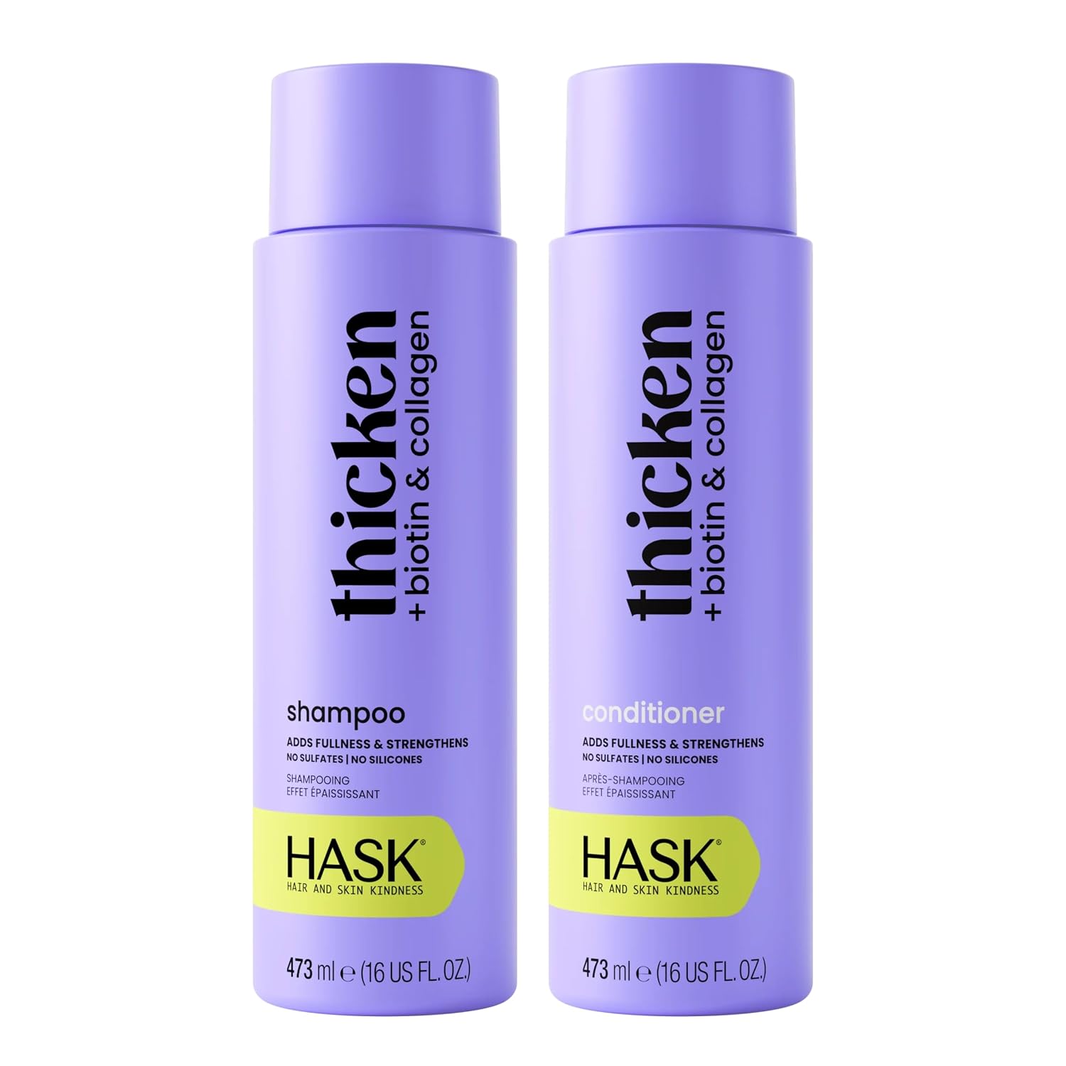 HASK Biotin Boost Thickening Shampoo + Conditioner Set | Adds Fullness, Strengthens, Volumizes, Sulfate-Free, Paraben-Free, Gluten-Free, Color Safe | 12oz each