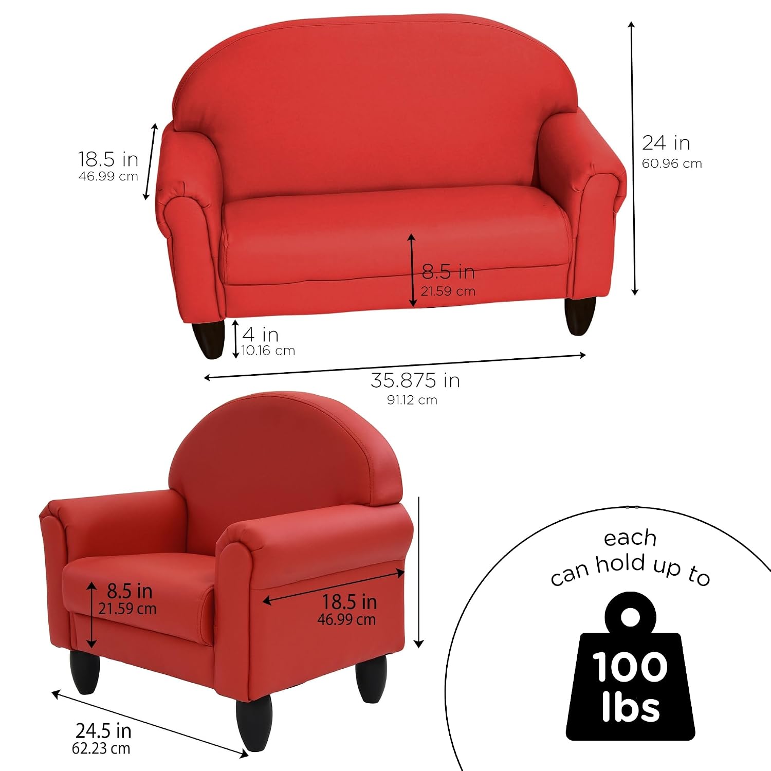 Children's Factory Upholstered Toddler Couch, Sofa, Deep Water