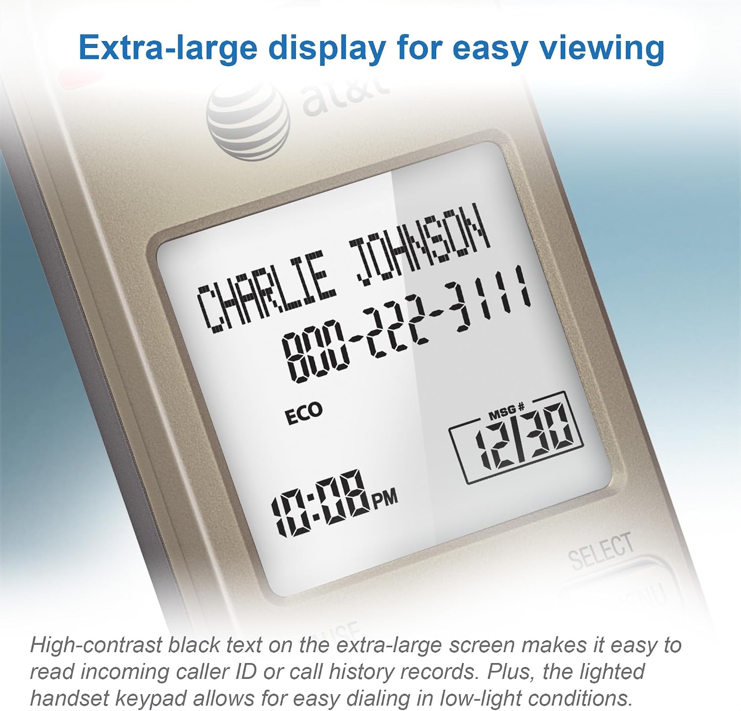 AT&T EL52213 2-Handset Cordless Phone, Light Champagne | Digital Answering System, Extra-Large Backlit Keys, Caller ID/Call Waiting, DECT 6.0, Expandable Speakerphone