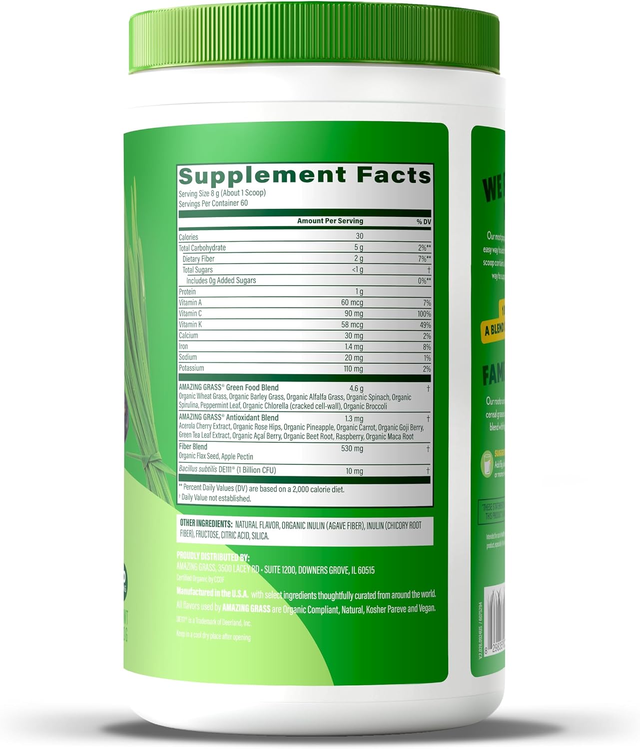 Amazing Grass Super Greens Powder Original, 60 Servings, 16.9 oz | Organic Greens Superfood Powder with Spirulina, Beet Root, Probiotics & Digestive Enzymes to Support Digestion