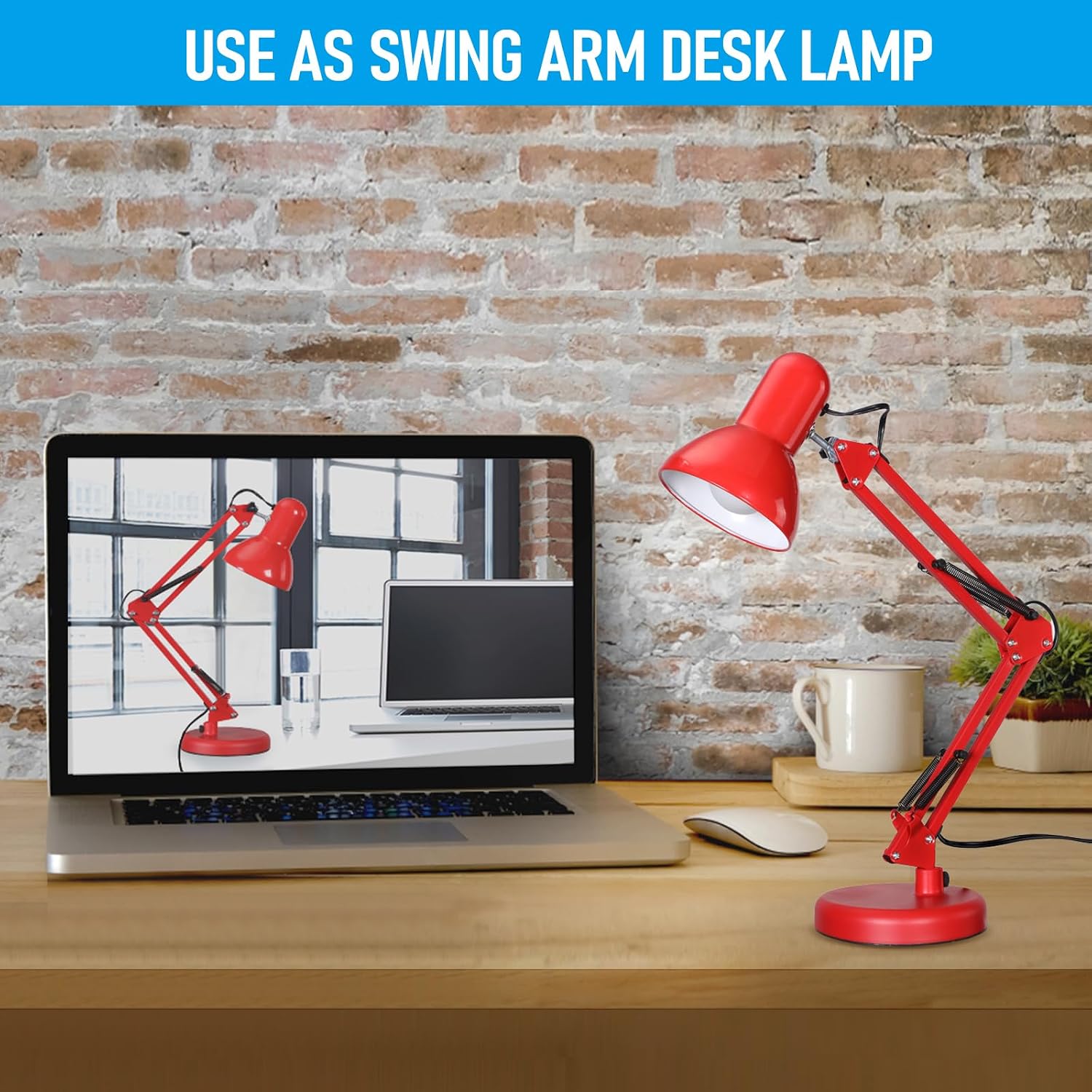 TORCHSTAR Metal Desk Lamp, Adjustable Swing Arm, E26, Black | Architect Gooseneck Multi-Joint Clip Table Lamp with Plastic Clamp, for Home Office, Work, Study, Reading, Bulbs not Included