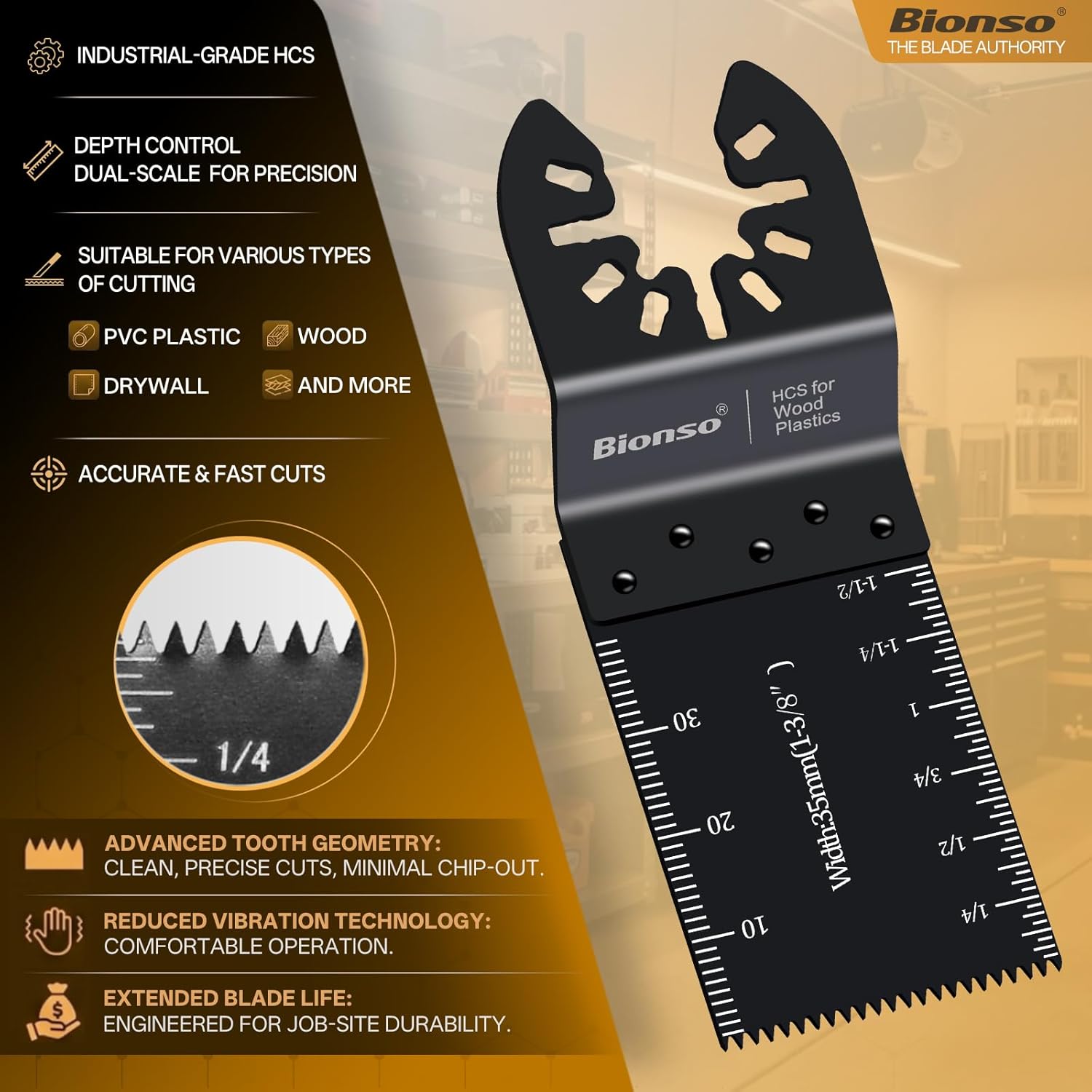 Bionso 40 PCS Oscillating Saw Blades, Premium Multitool Kit for Wood Metal Plastics, Tool Blades Fit Dewalt Worx Rockwell Wen Milwaukee Makita Ryobi Bosch Fein Porter Genesis Black