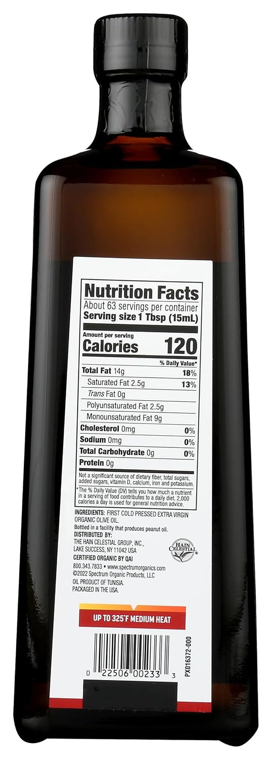Spectrum Organic Mediterranean Extra Virgin Olive Oil, 33.8 Oz