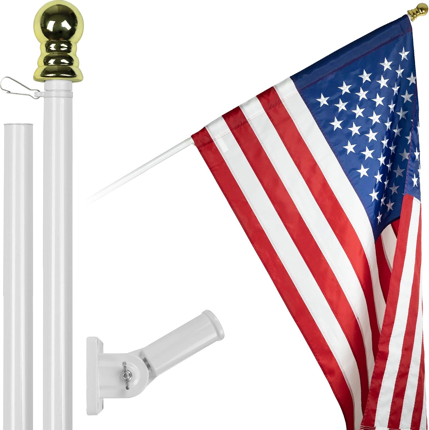G128 American USA Flag | 5x8 Ft | ToughWeave Series Embroidered 300D Polyester | Country Flag, Embroidered Stars, Sewn Stripes, Indoor/Outdoor, Brass Grommets