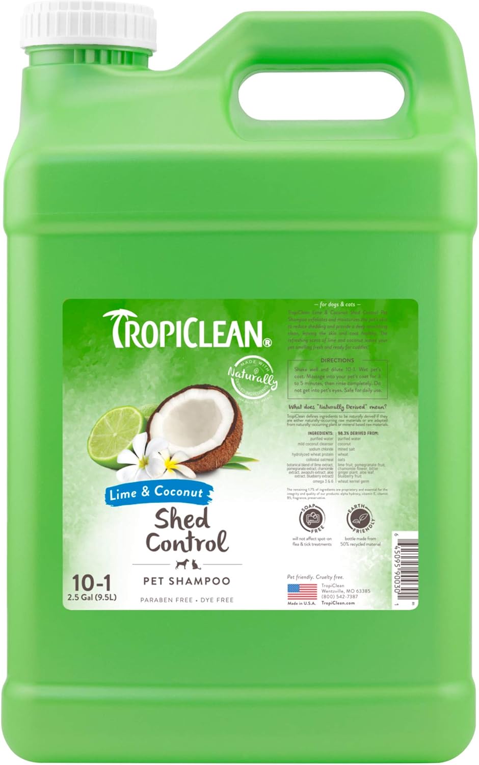 TropiClean Deodorizing Dog Shampoo, Berry & Coconut Scent, 2.5 Gallon