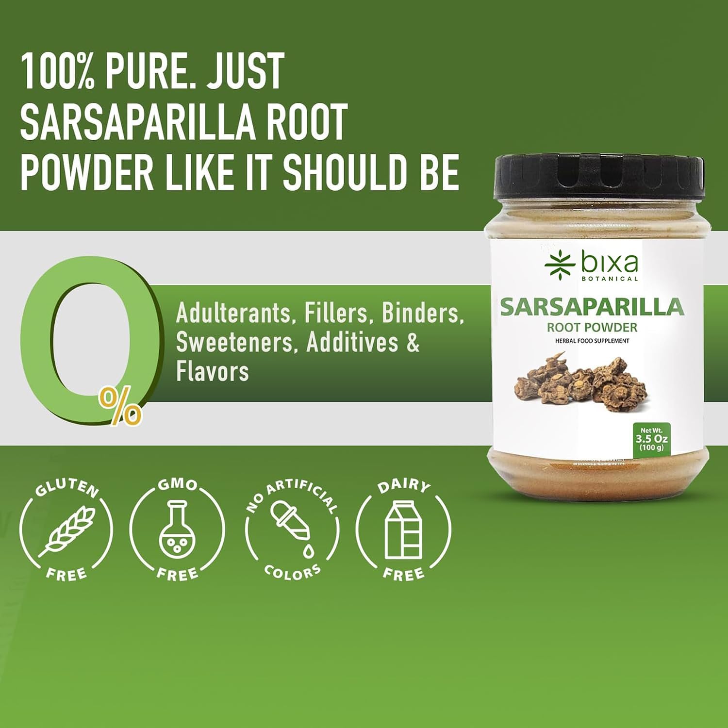 bixa BOTANICAL | Sarsaparilla Root Powder | Hemidesmus Indicus | Ayurvedic Herb | Cooling Balance and Daily Wellness Support | Vegan | Non GMO | Gluten Free | Clean Label | 3.5 oz 100 g