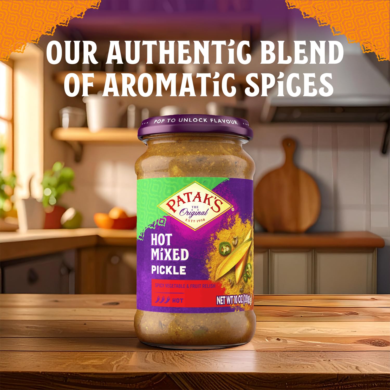 Patak’s Hot Mixed Pickle - Authentic Indian Relish w/Mangoes, Carrots, Limes, Chili Peppers & Aromatic Spices -Perfect for Sandwiches