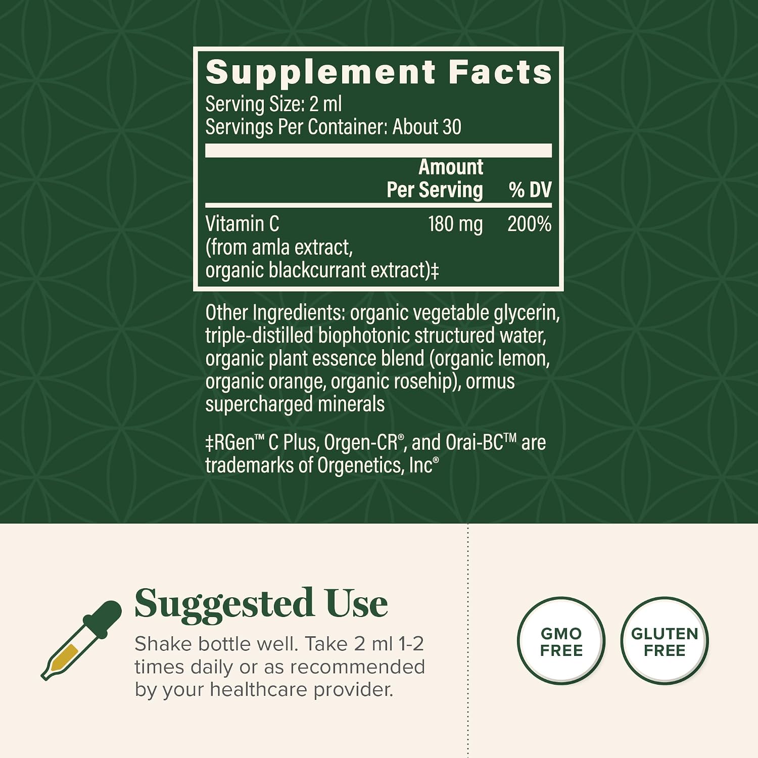 Organic Vitamin C Liquid Drops 180mg, Immune & Energy Support (2 Oz)