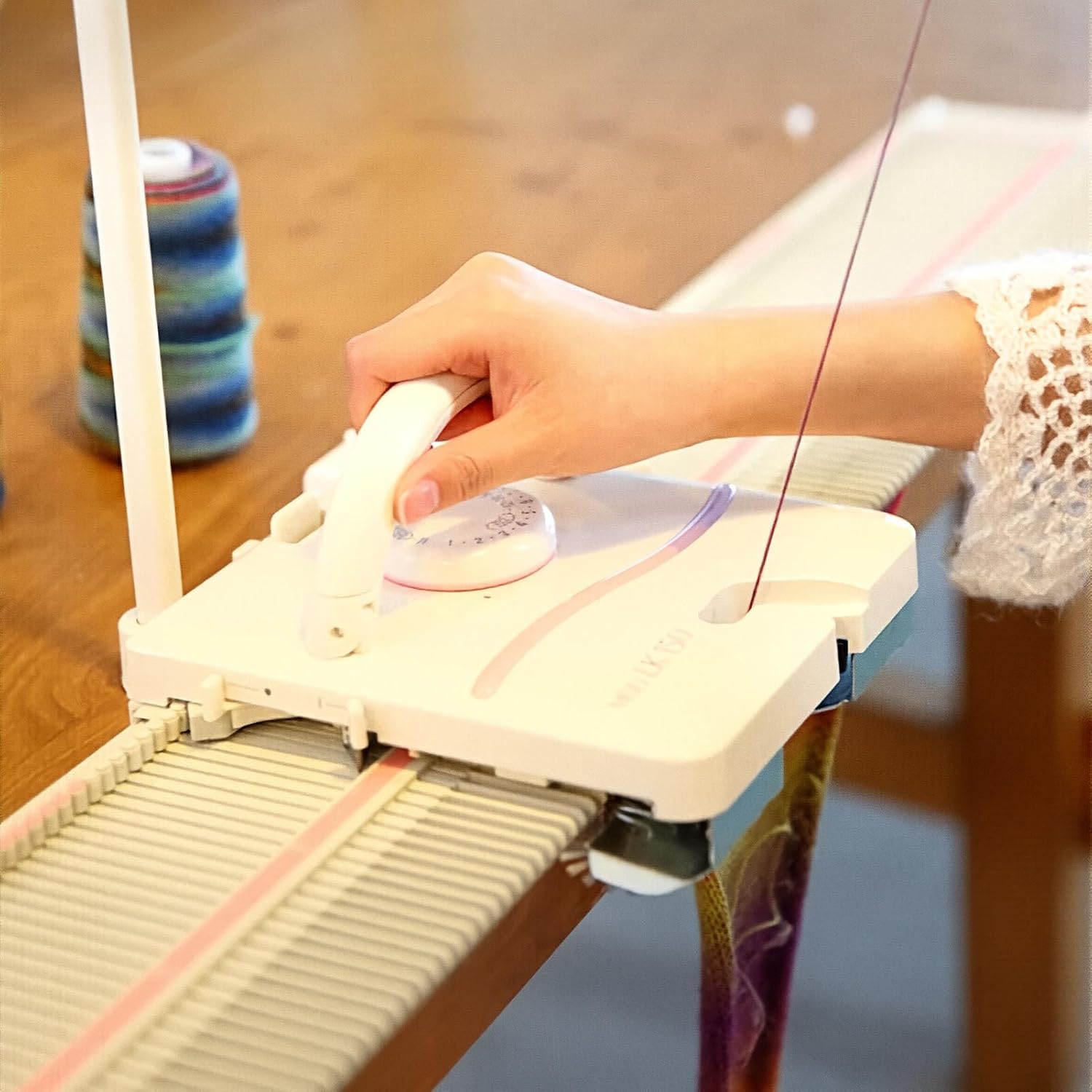 Knitting Machine, LK150 6.5mm Mid Gauge 150 Stitches Portable Plastic Domestic Smart Weaving Set with Accessories for Sock Hat Scarf