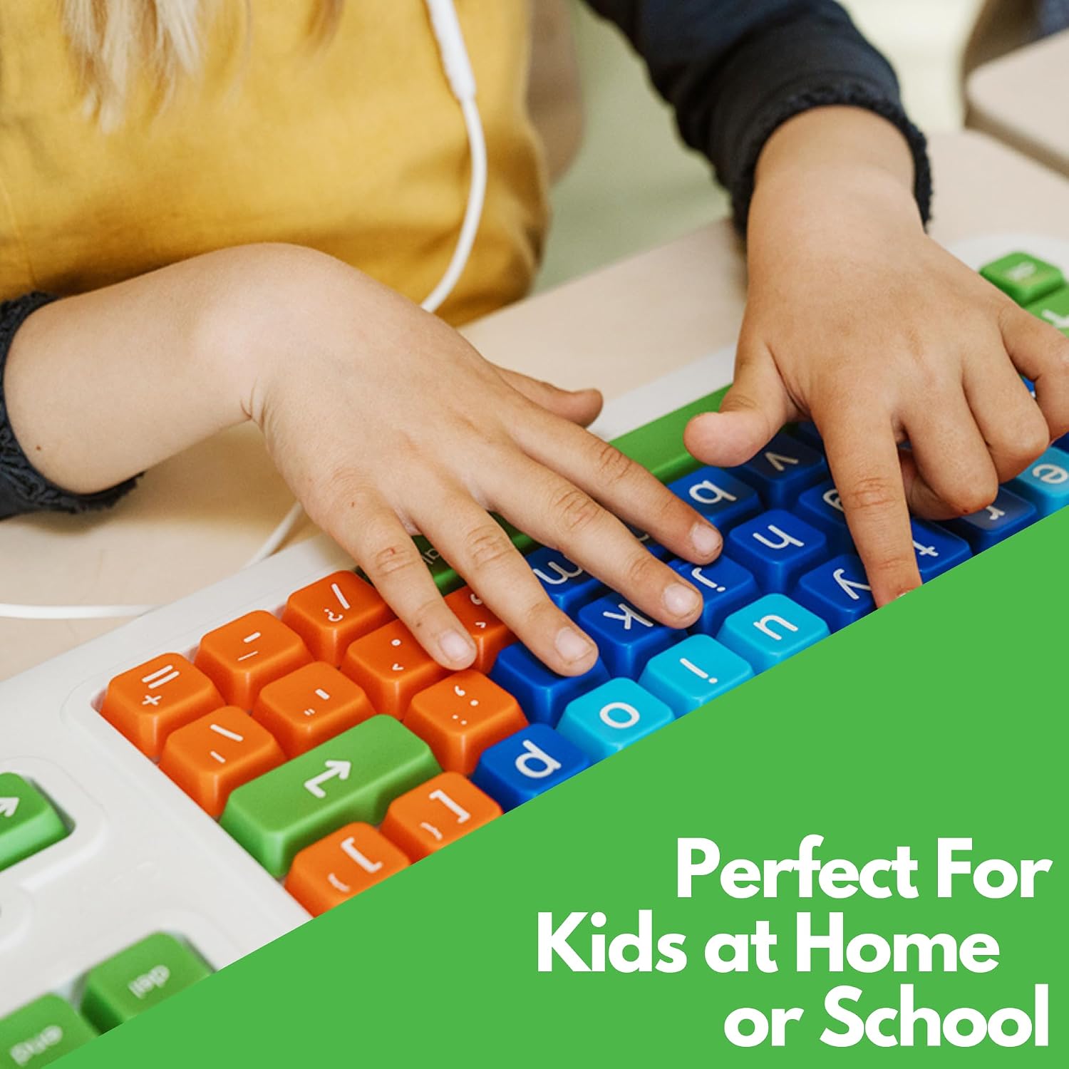 Clevy Keyboard Tri-Mode Uppercase - Kids Uppercase USB & Blutooth Compatible Colorful Spill Proof Keyboard for Early Education - Designed to Help Teach Computer and Keyboard Skills to Children