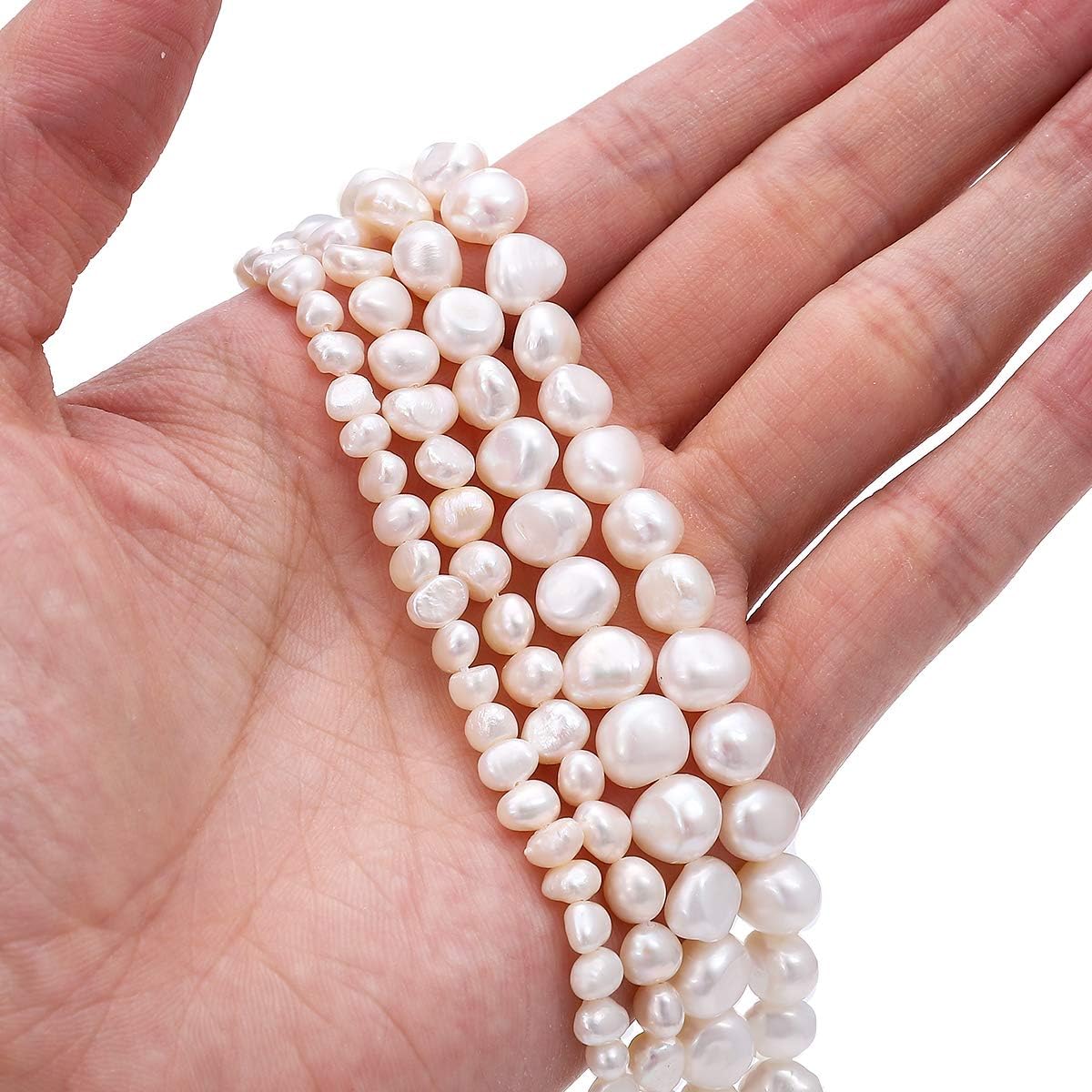 BEADIA Natural Pearl Beads Side Hole 7-8mm Purple Freshwater Cultured Loose Gemstone Beads for DIY Jewelry Making 13.8''/Strand