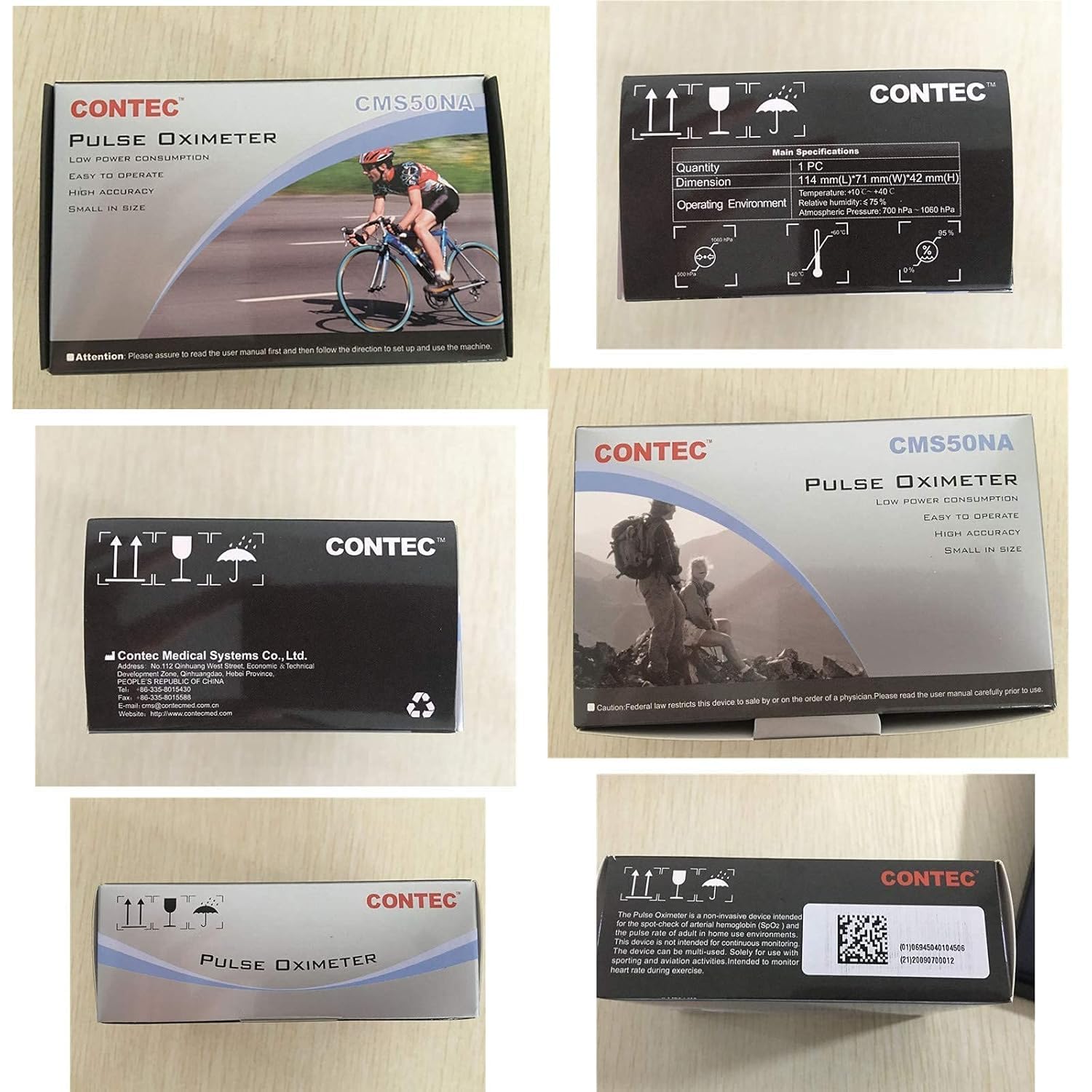 CONTEC CMS50NA Pulse Oximeter SpO2 and PR Value Waveform Blood Oxygen Neck/Wrist Corda