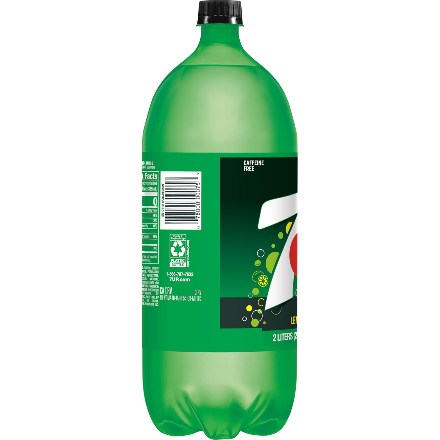 7UP Lemon Lime Soda, Naturally Flavored and Caffeine Free, 2 Liter Bottle