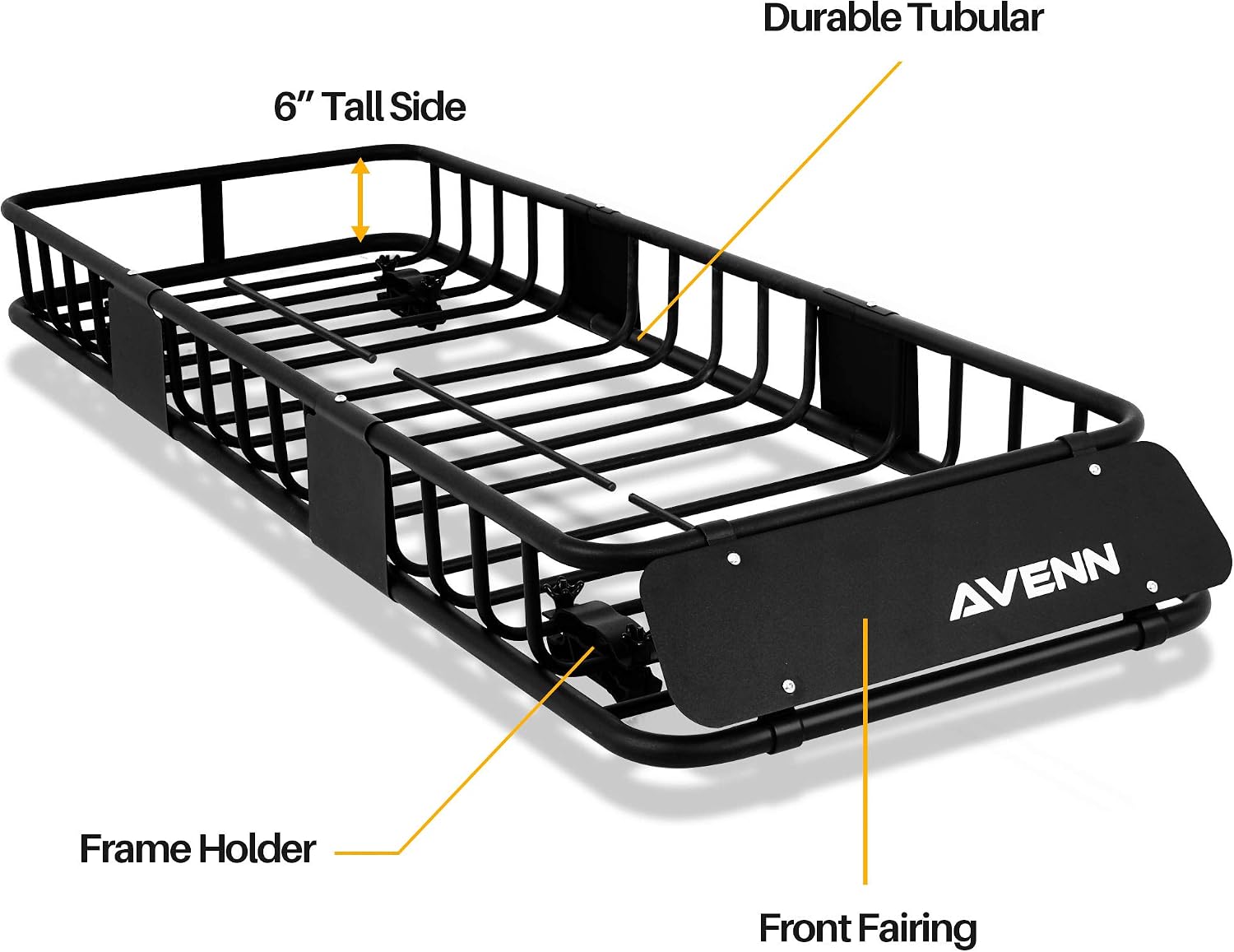 AVENN Skinny Rooftop Cargo Carrier Basket, Heavy Duty Weather Resistant Top Mount Roof Rack, Luggage & Camping Gear Storage for Car