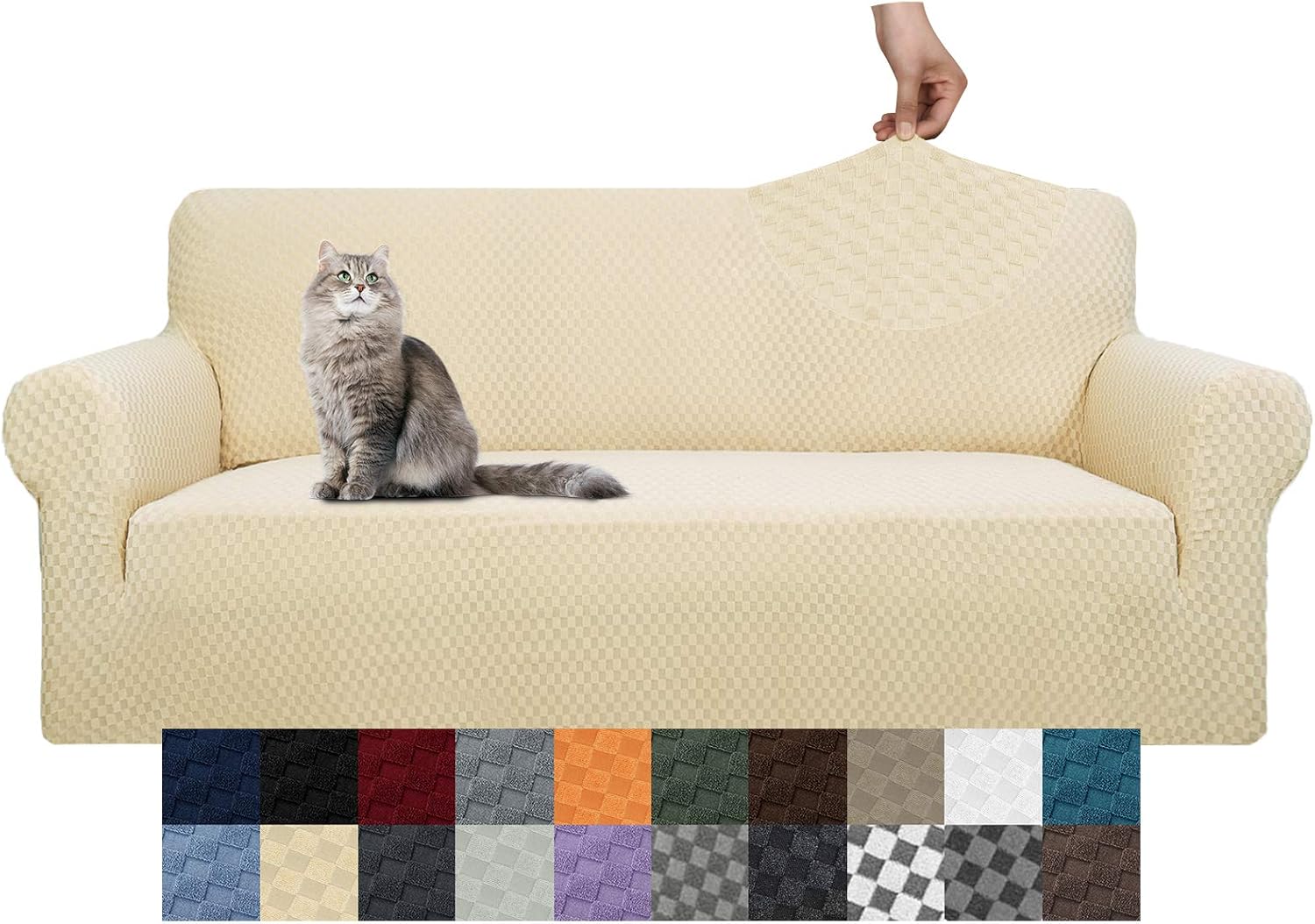 YEMYHOM Couch Cover Latest Jacquard Design High Stretch Sofa Covers for 2 Cushion Couch